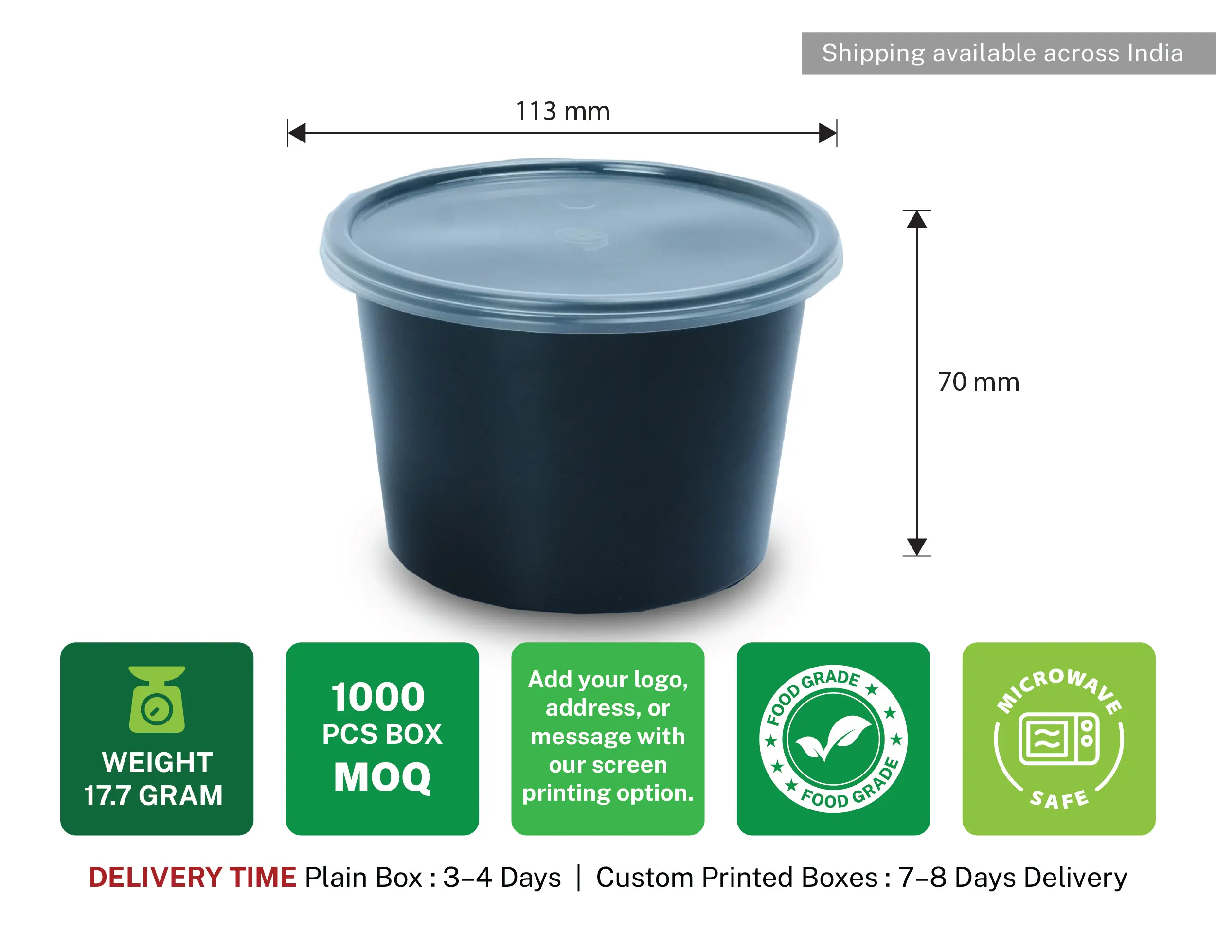 500ml Round Plastic Food Container - Pack of 1000 pieces - image 4