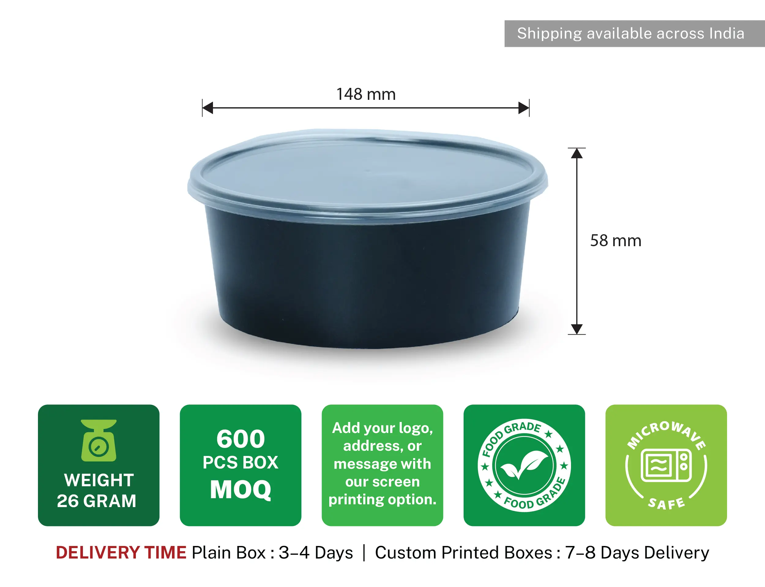 750ml Round Plastic Food Container - Pack of 1000 Pieces - image 3
