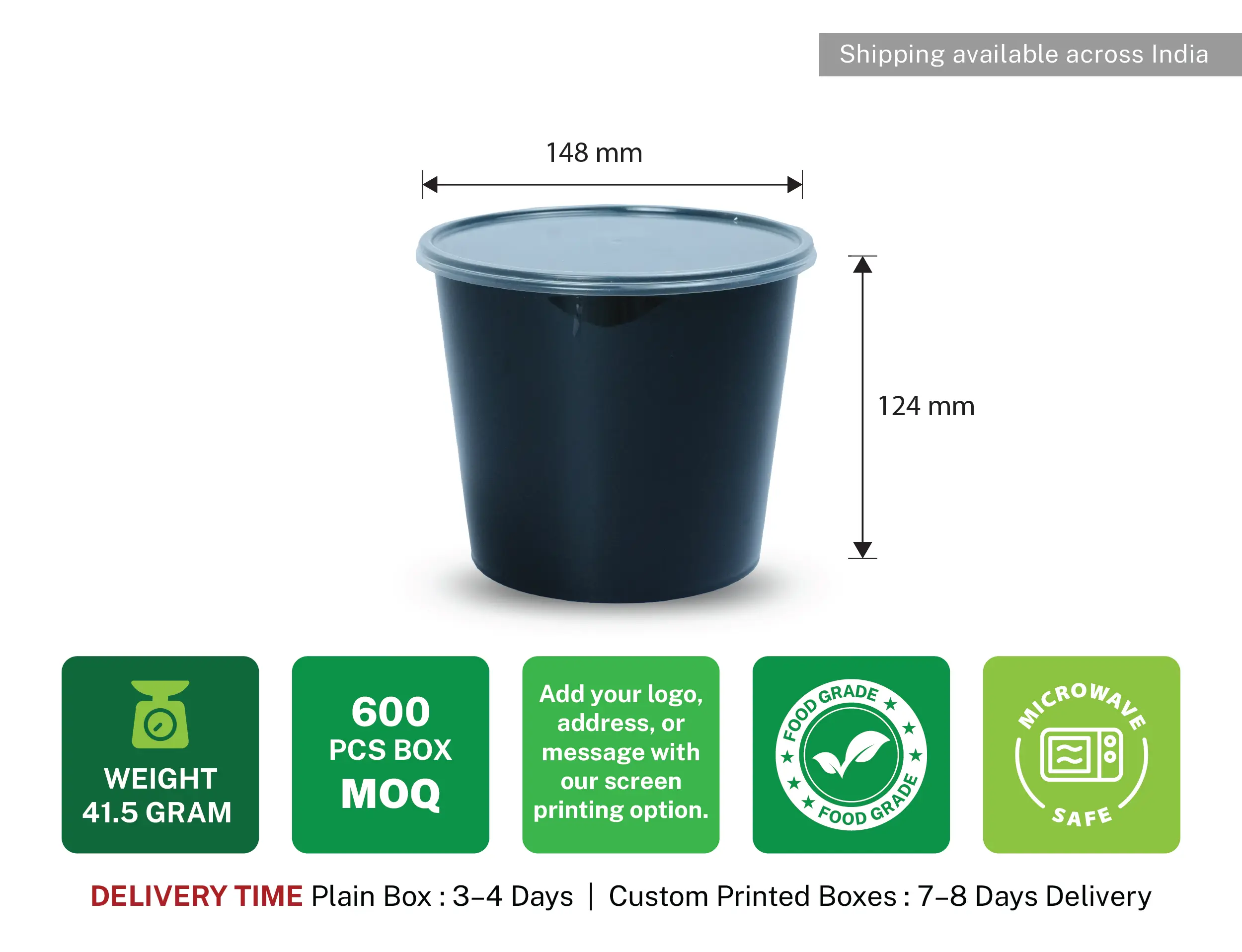 1500ml Round Plastic Food Container - Pack of 450 Pieces - image 5