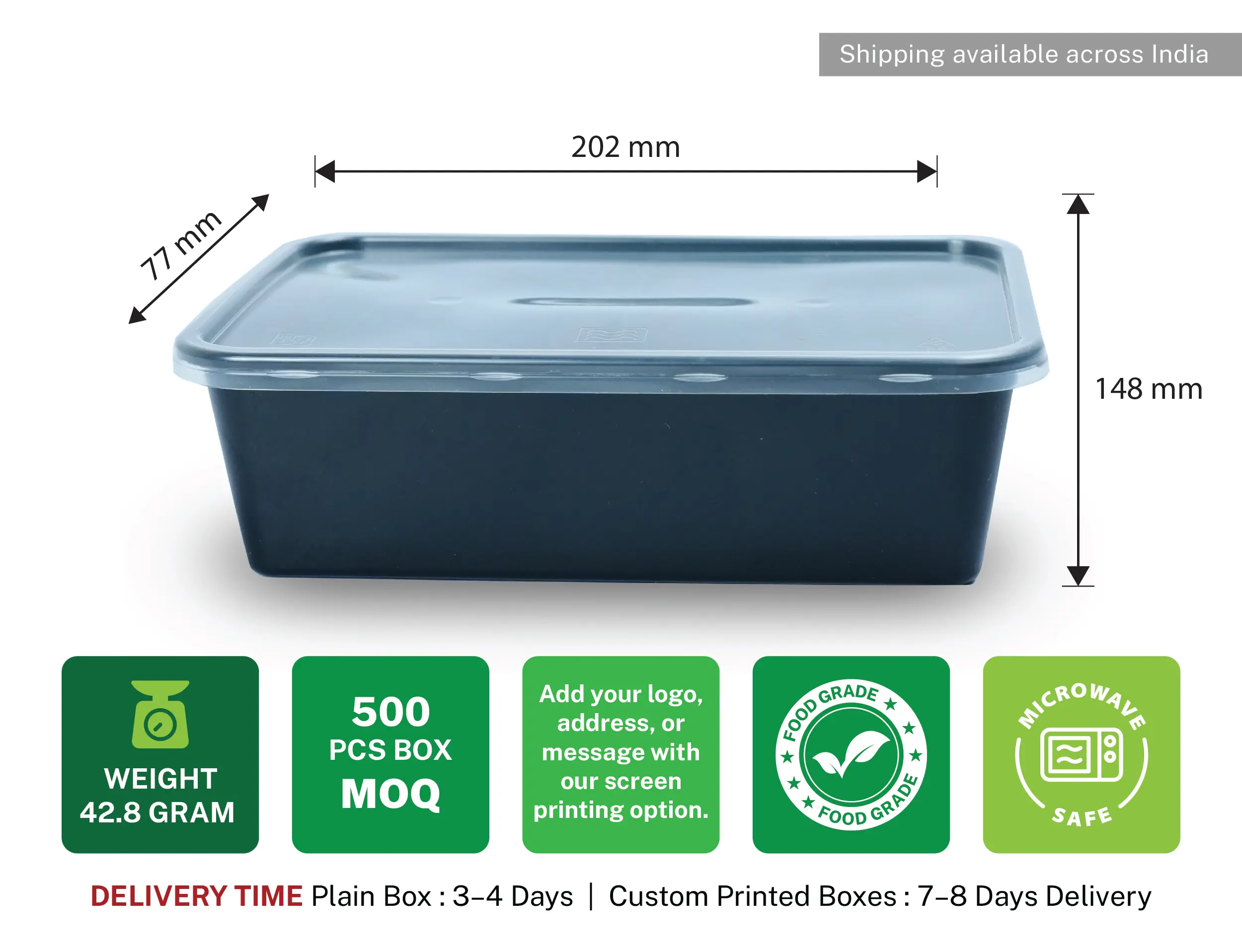 1500ml Rectangle Plastic Food Container - Pack of 500 Pieces - image 6