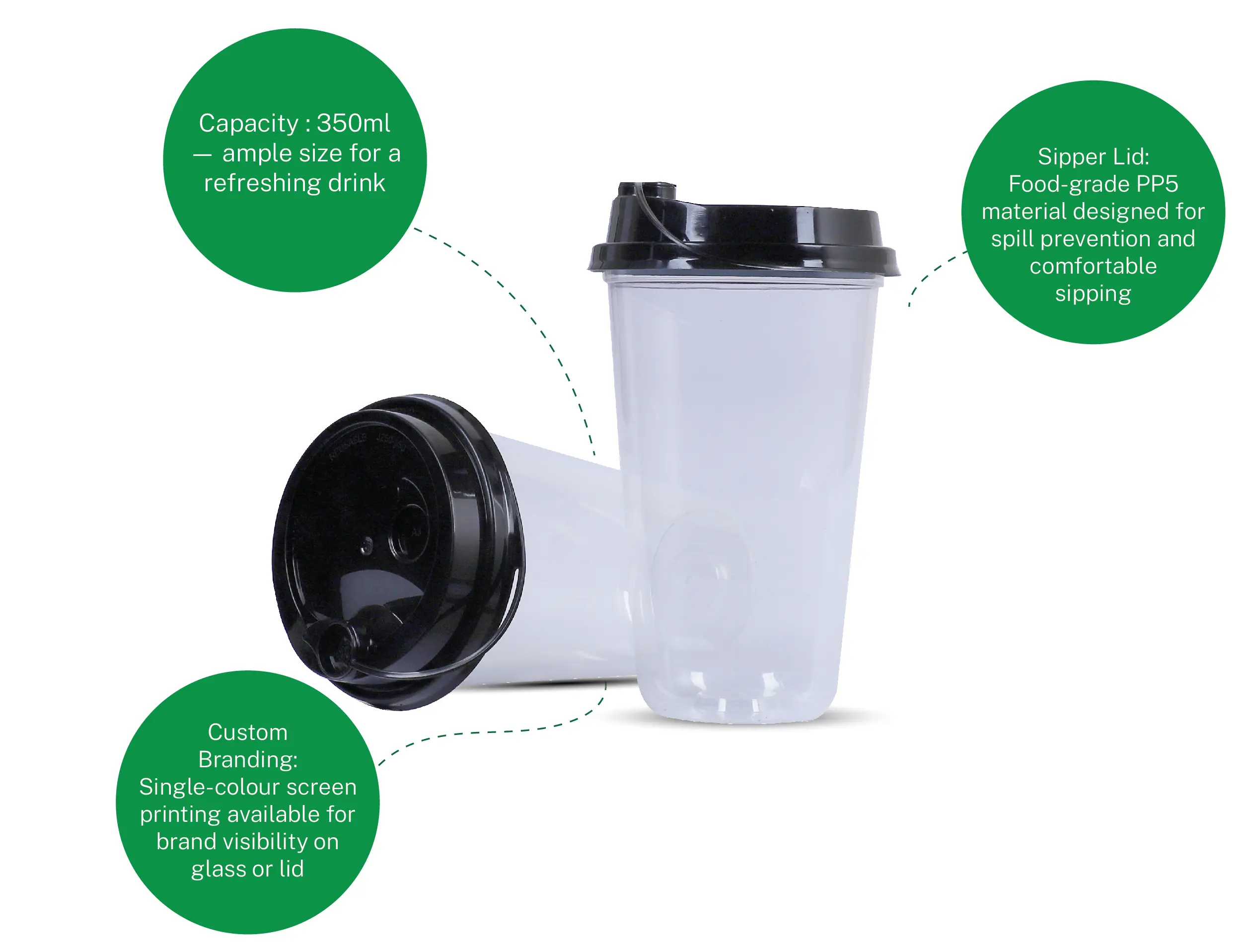 350ml Plastic Sipper Glass with Lid Pack of 1000 Pieces - image 2
