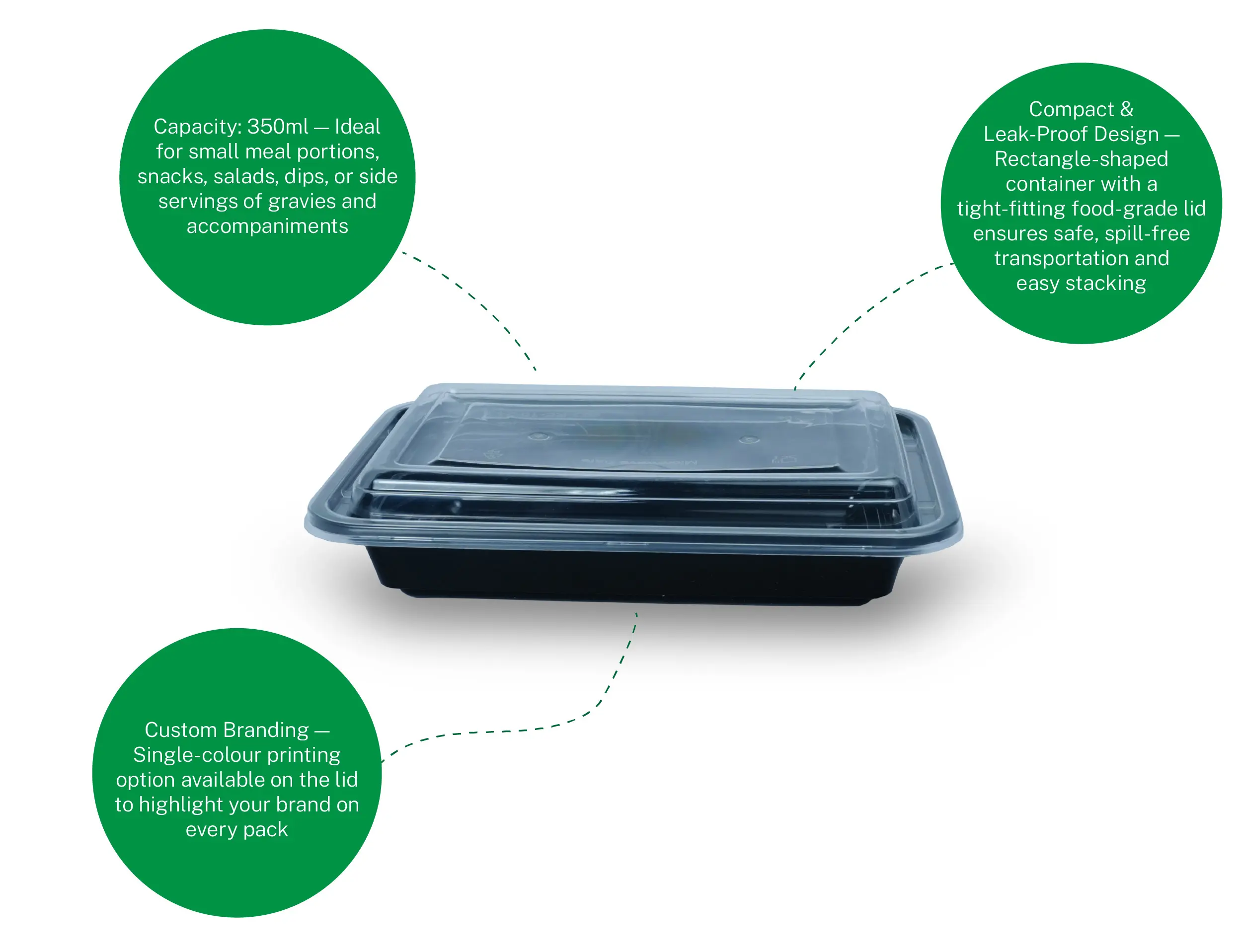 RE12 350ml Rectangle Plastic Container with Dome Lid - Pack of 1000 Pieces - image 5
