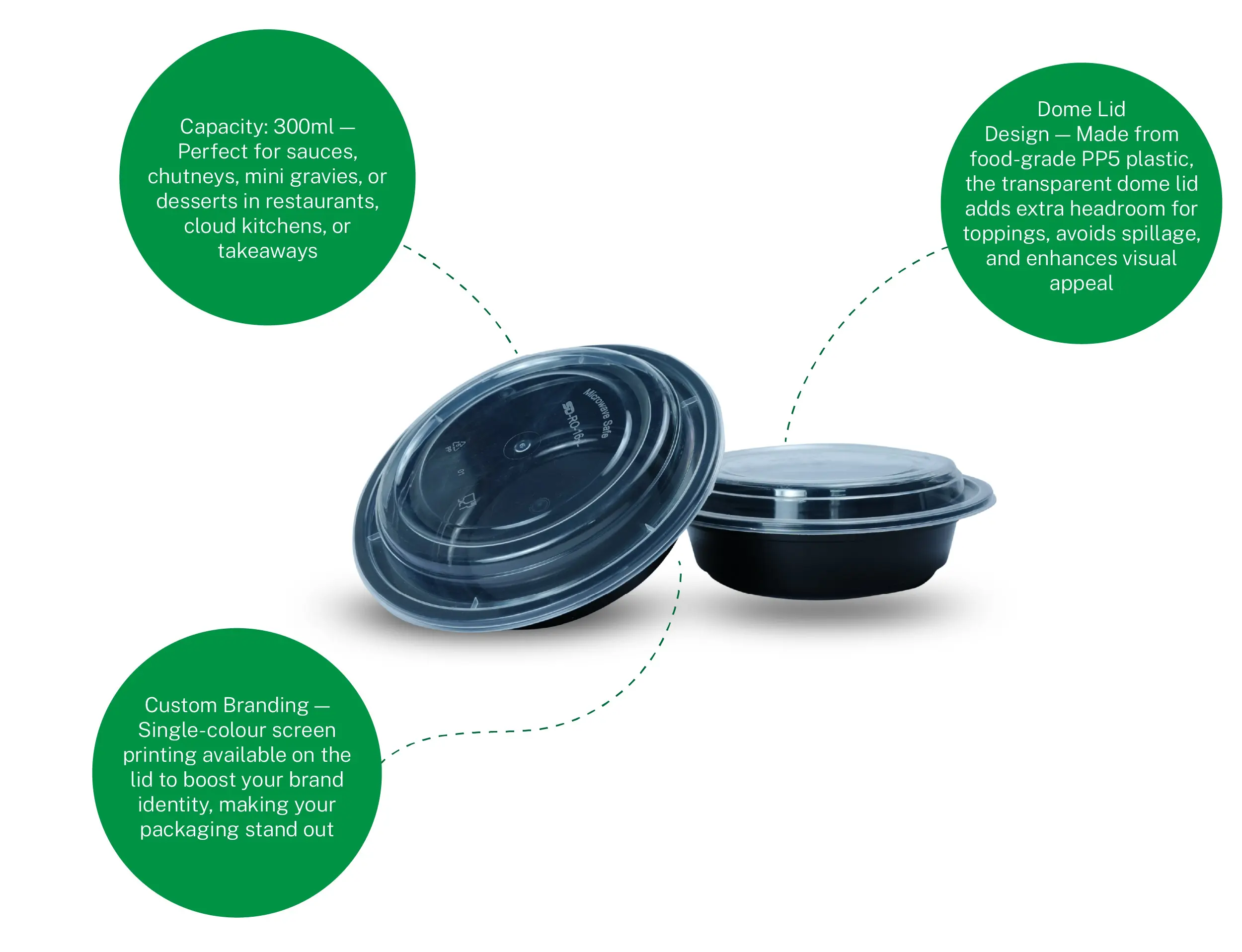 RO10 300ml Round Plastic Container with Dome Lid - Pack of 1000 Pieces - image 5