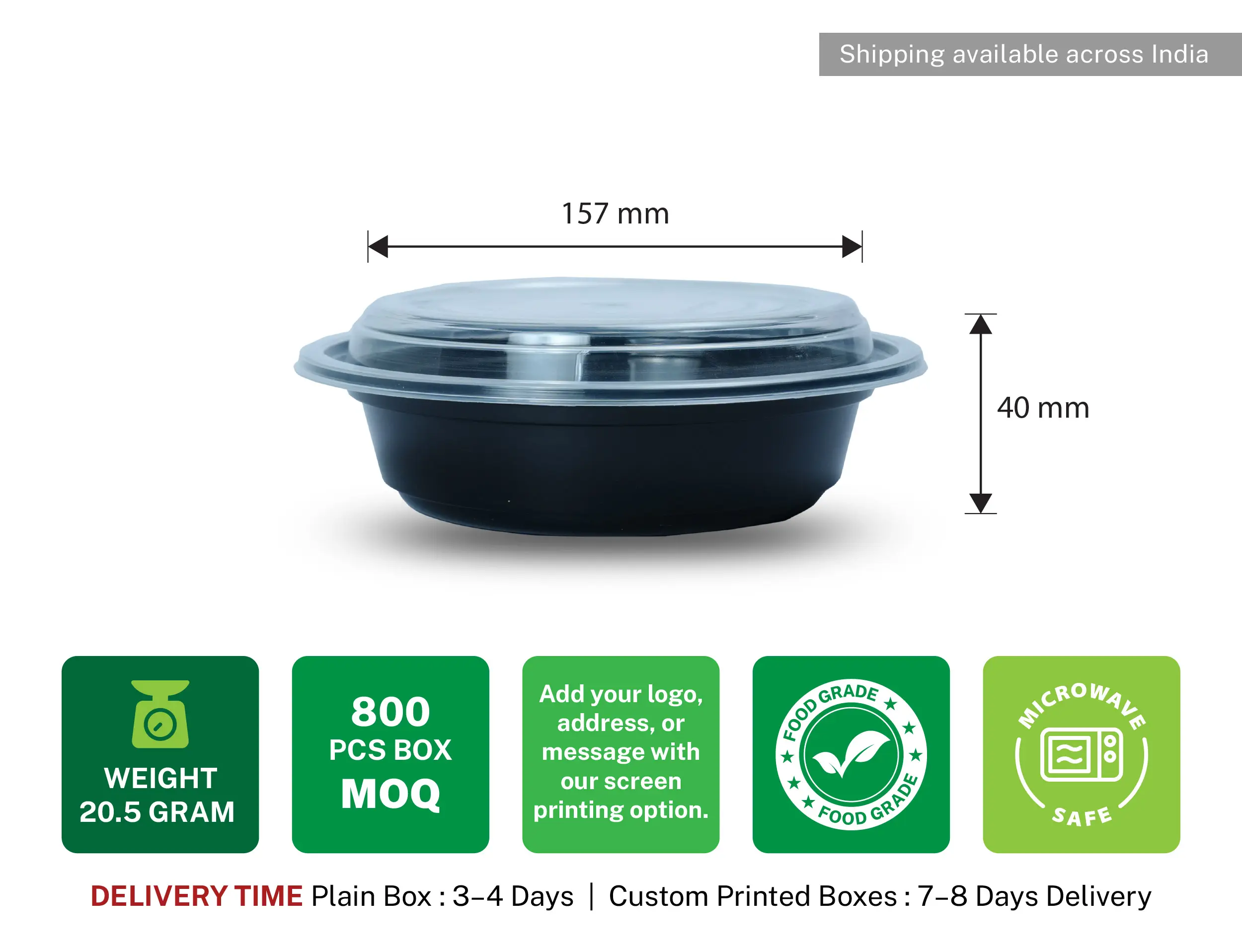 RO 16 500ml Round Plastic container with Dome Lid - Pack of 500 Pieces - image 4