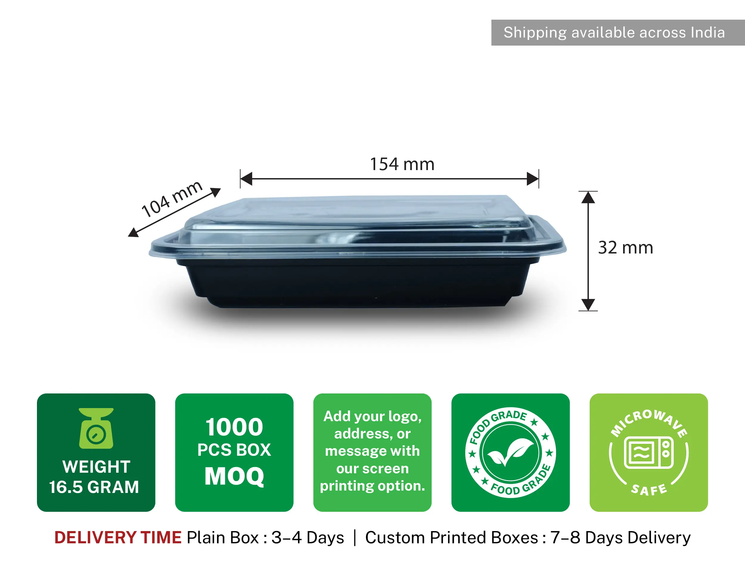 RE16 500ml Rectangle Plastic Container with Dome Lid - Pack of 600 Pieces - image 6