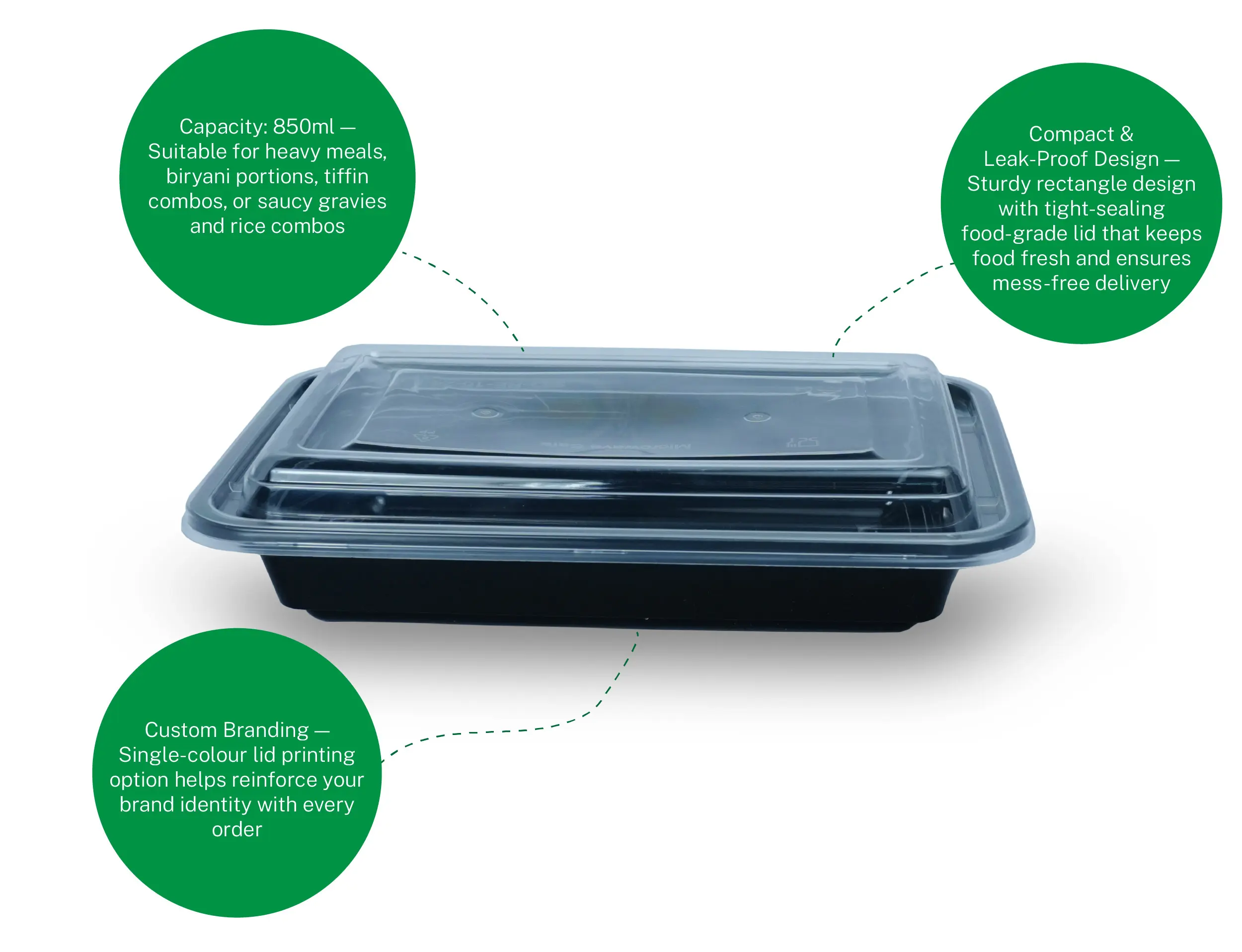 RE28 850ml Rectangle Plastic Container With Dome Lid - Pack of 400 Pieces - image 2