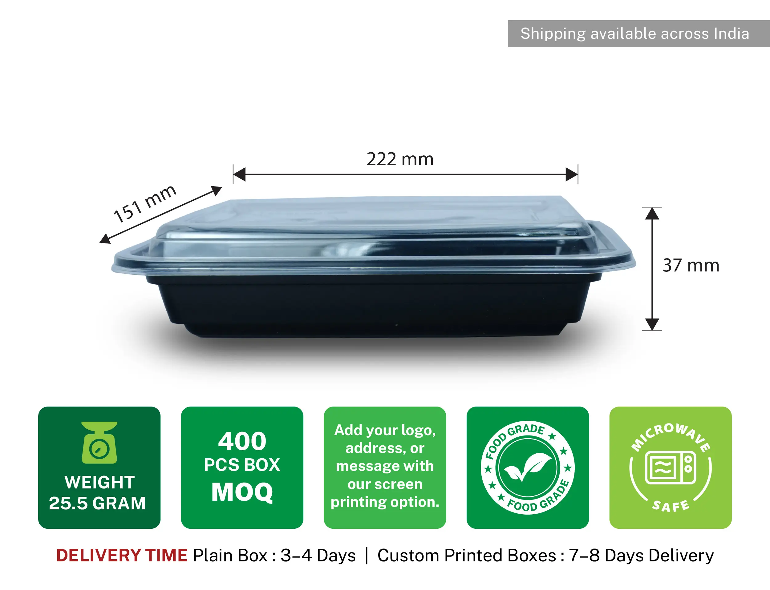 RE28 850ml Rectangle Plastic Container With Dome Lid - Pack of 400 Pieces - image 3