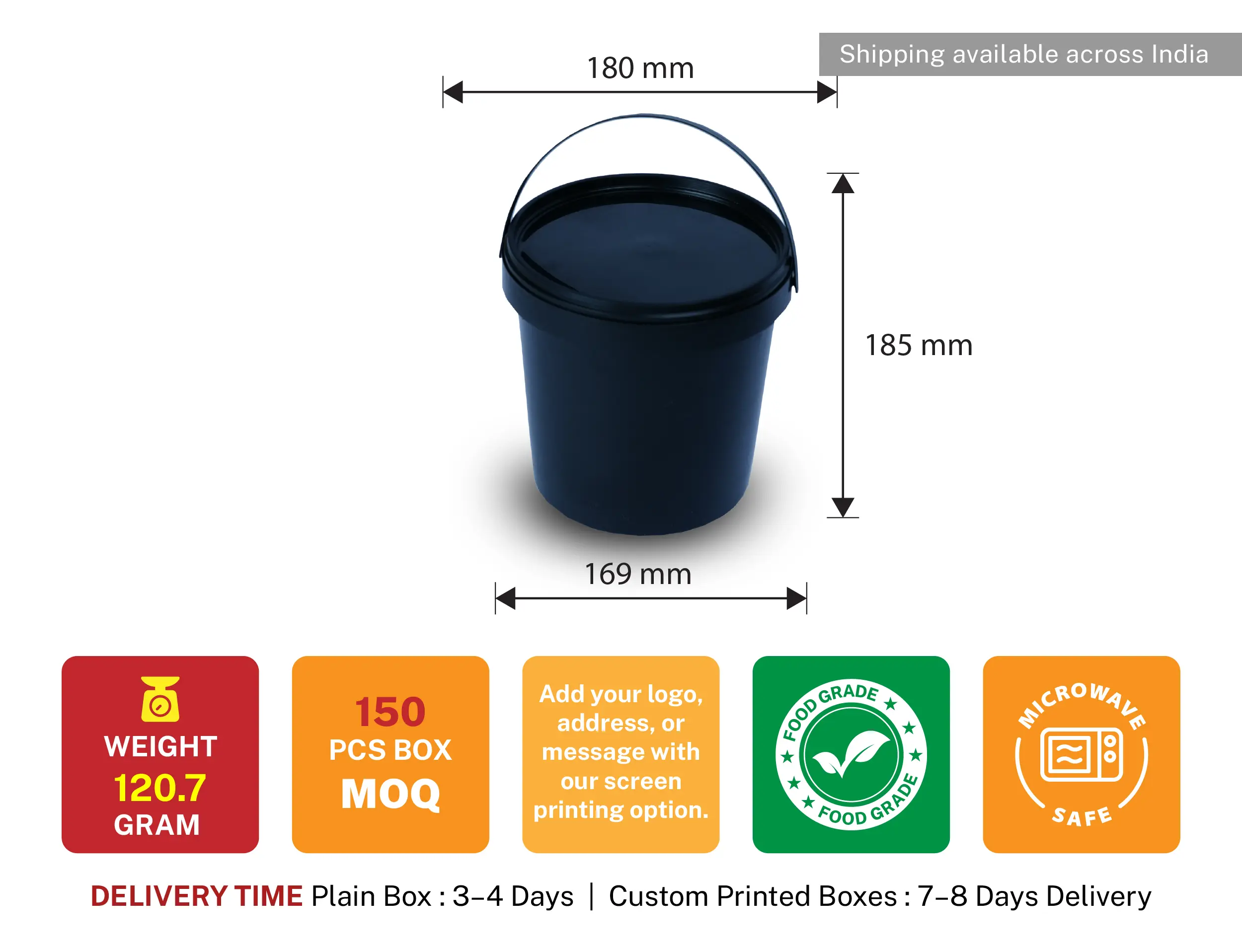 3 Litre Biriyani Bucket 3400ml - Pack of 150 Pieces - image 9