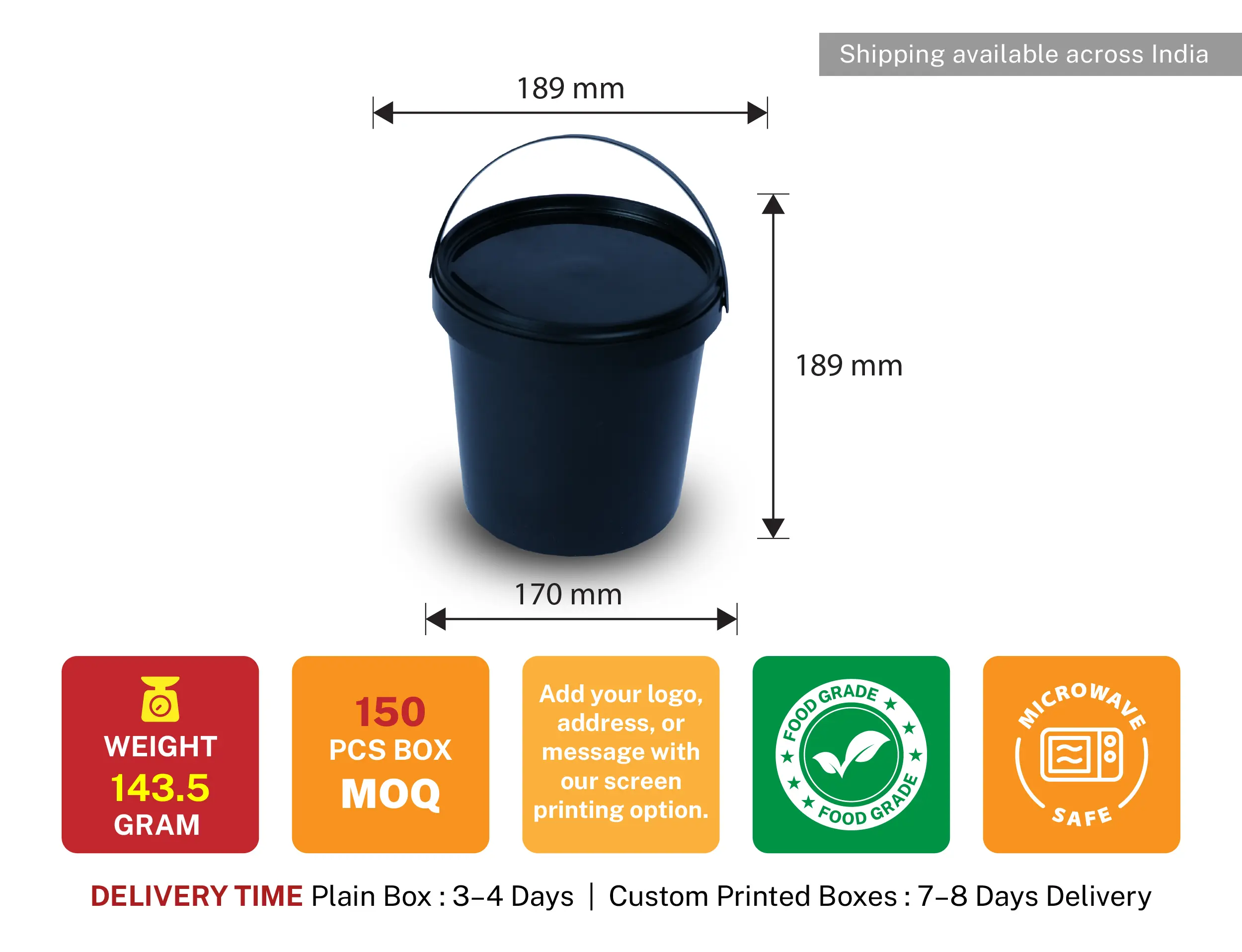 4 Litre Biriyani Bucket 4300ml - Pack of 125 Pieces - image 5