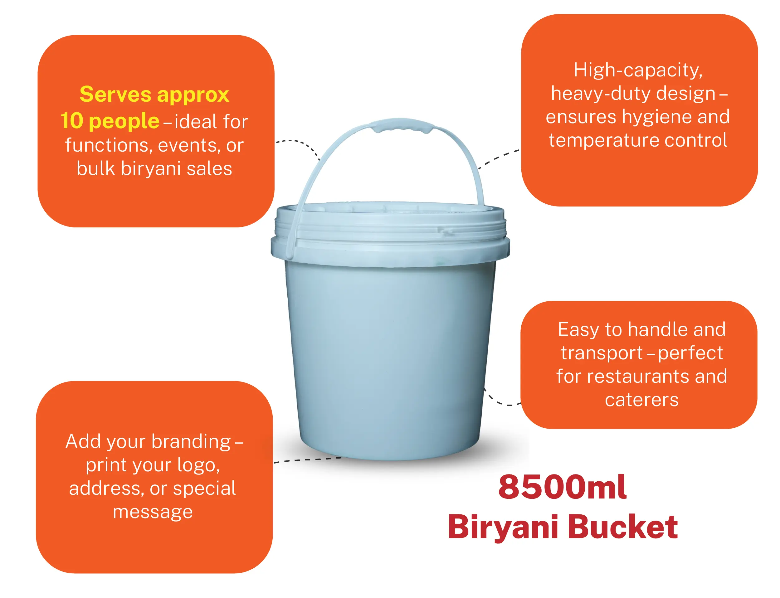 10kg Biriyani Bucket 8500ml - Pack of 100 Pices - image 11