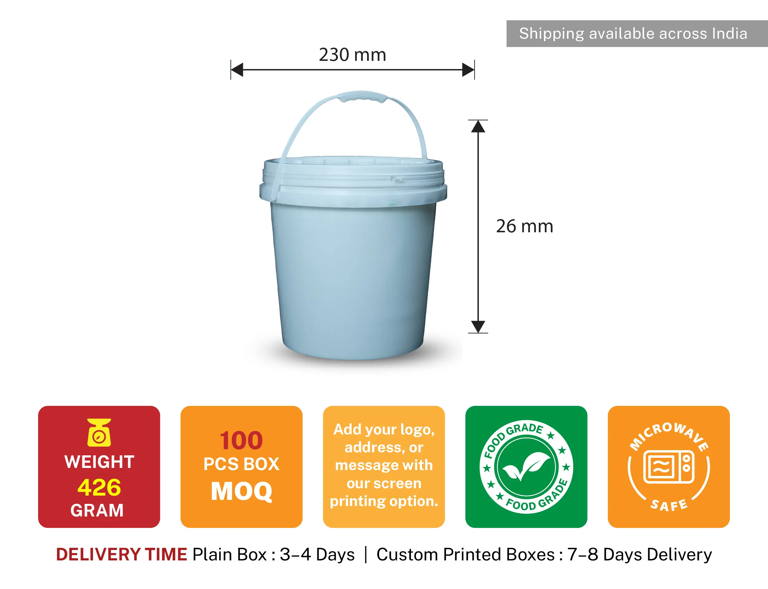 10kg Biriyani Bucket 8500ml - Pack of 100 Pices - image 12