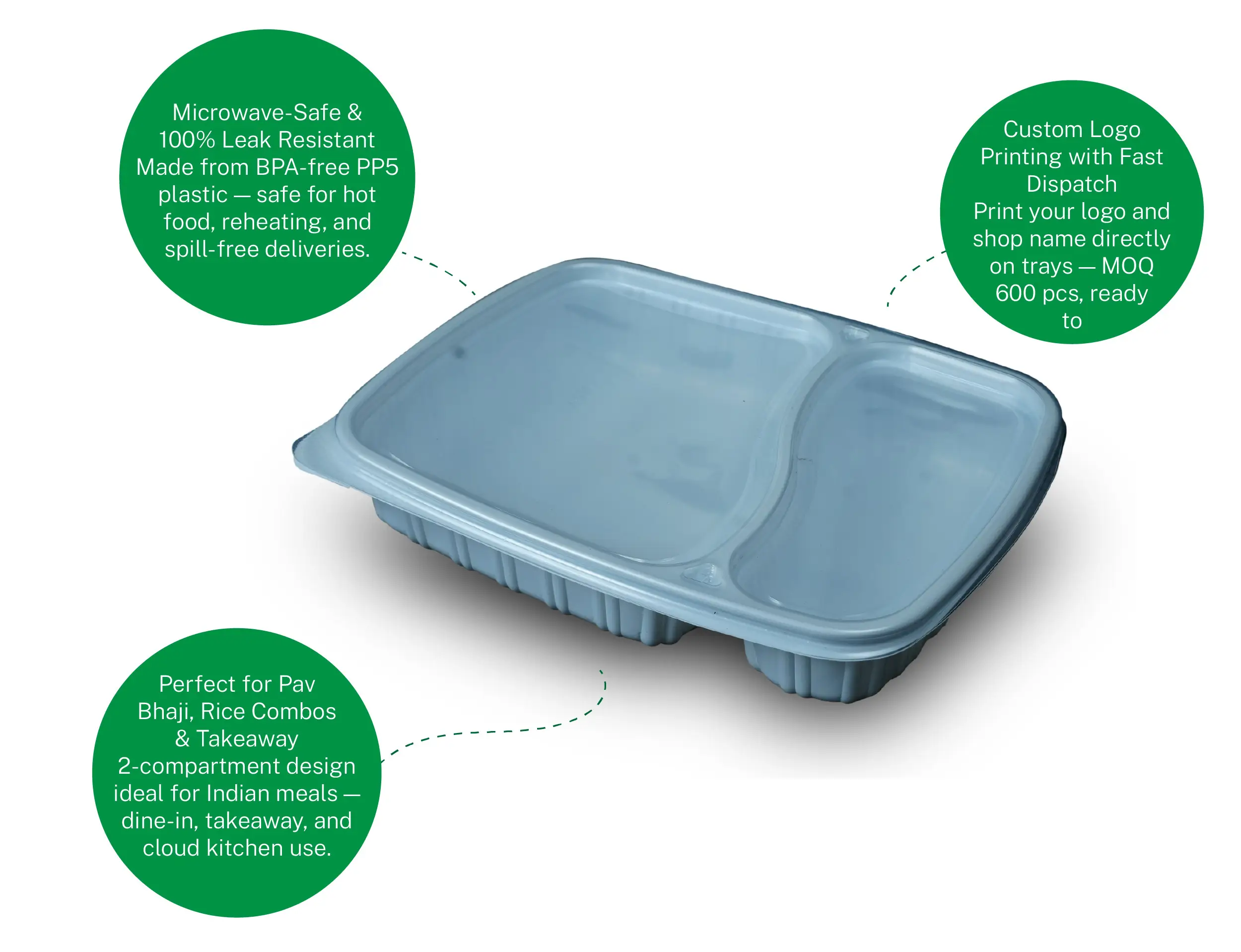 2cp Meal Tray with Lid - Pack of 600 Pieces - image 5
