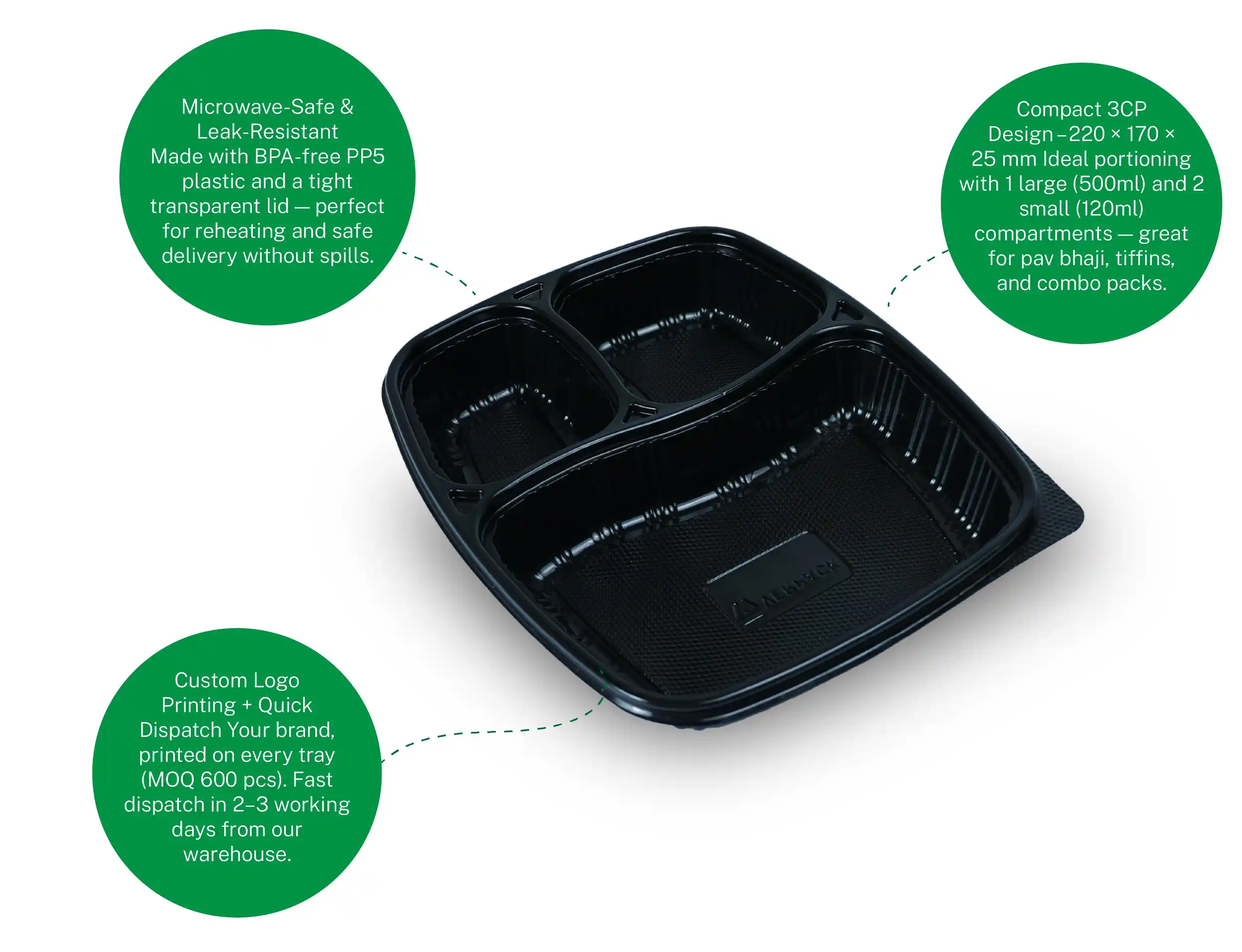 Mini 3cp Meal Tray Lunch - Pack of 600 Pieces - image 8