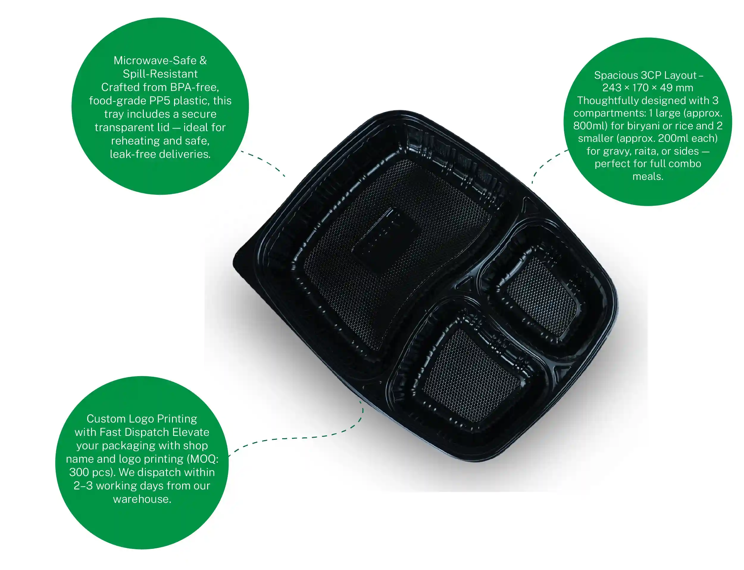 Large 3cp Meal Tray Lunch Pack of 600 Piece - image 8