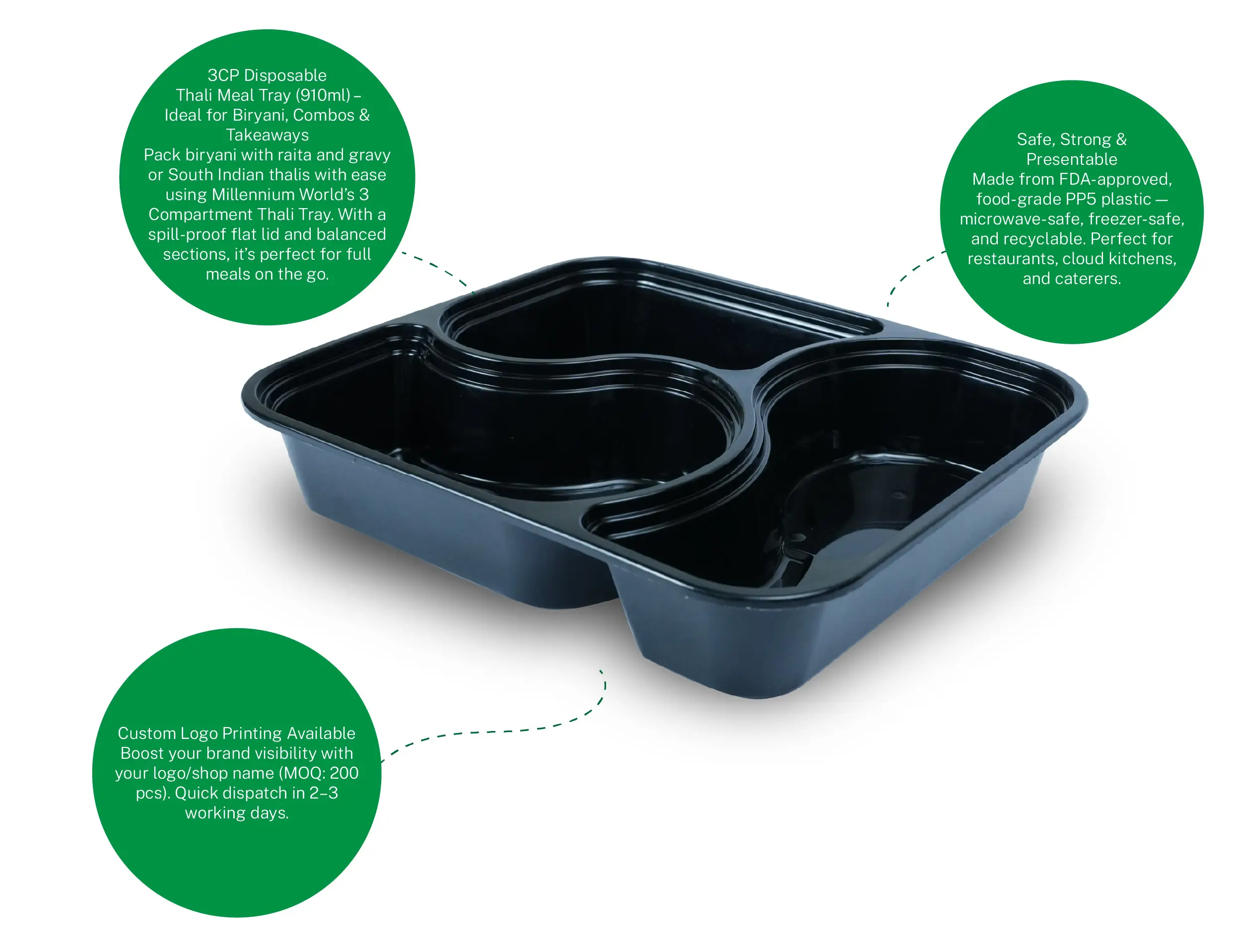 Plastic 3cp Round Thali Meal Tray With Lid - Pack of 200 Pieces - image 2
