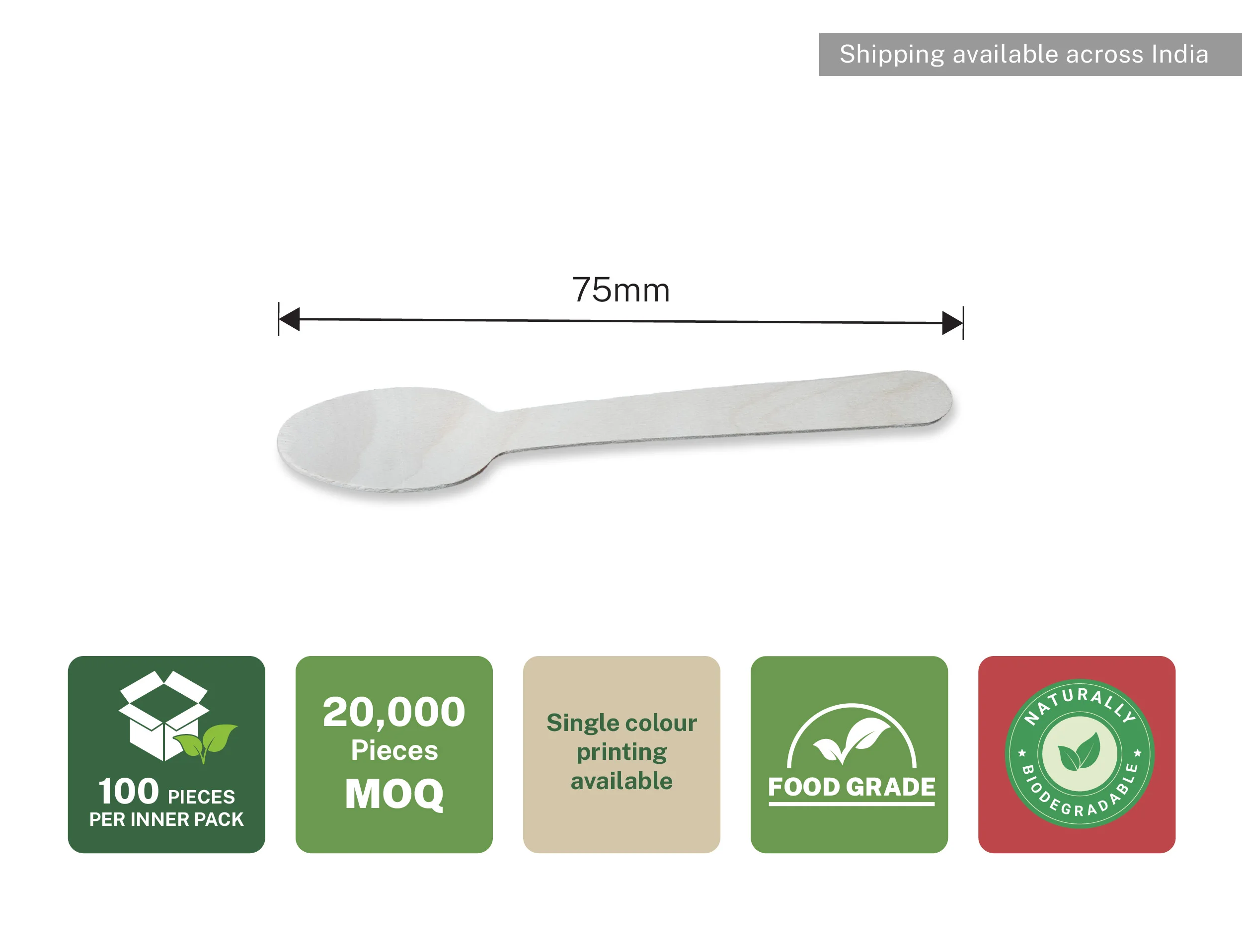 75mm Mini Disposable Wooden Spoon - Pack of 20000 pieces - image 3