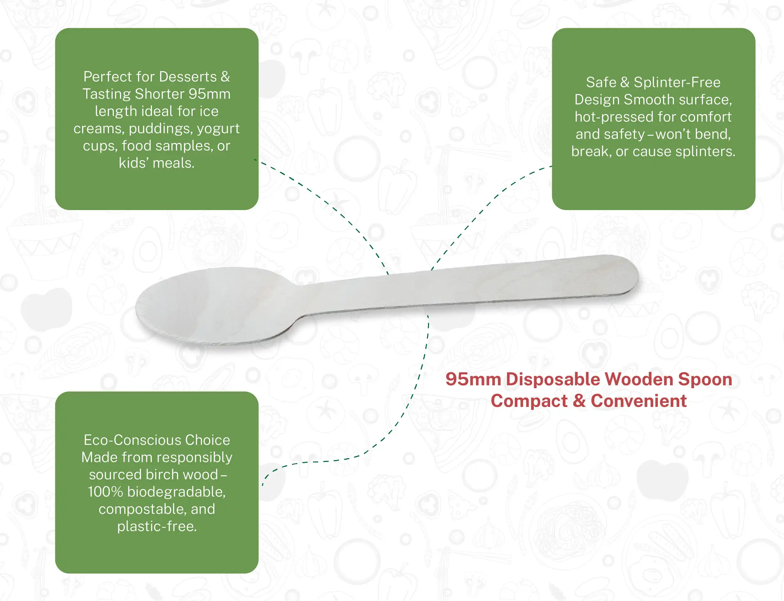 95mm Short Disposable Wooden Spoon - Pack of 10000 Pieces - image 2
