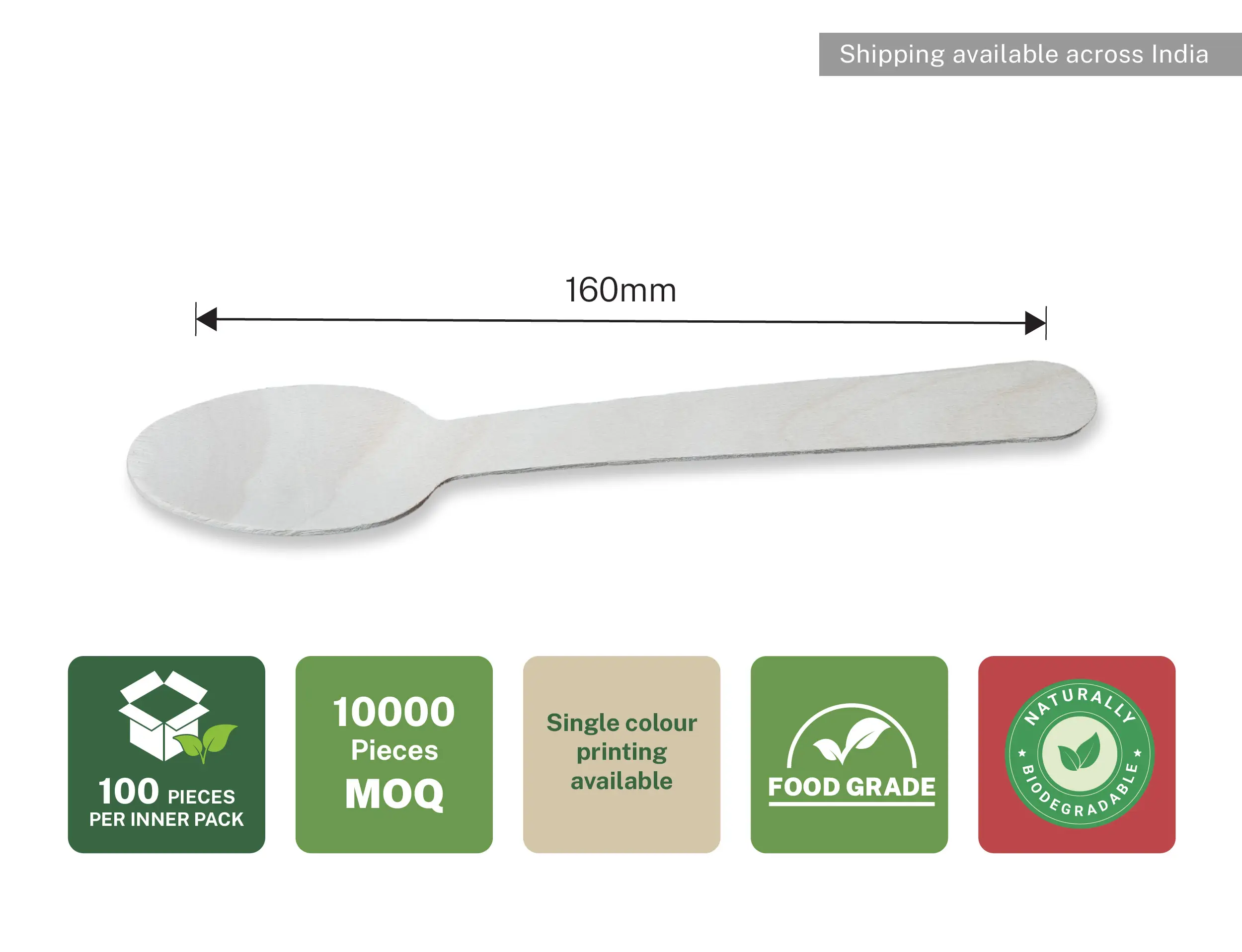 160mm Disposable Wooden Spoon - Pack of 10000 pieces - image 3