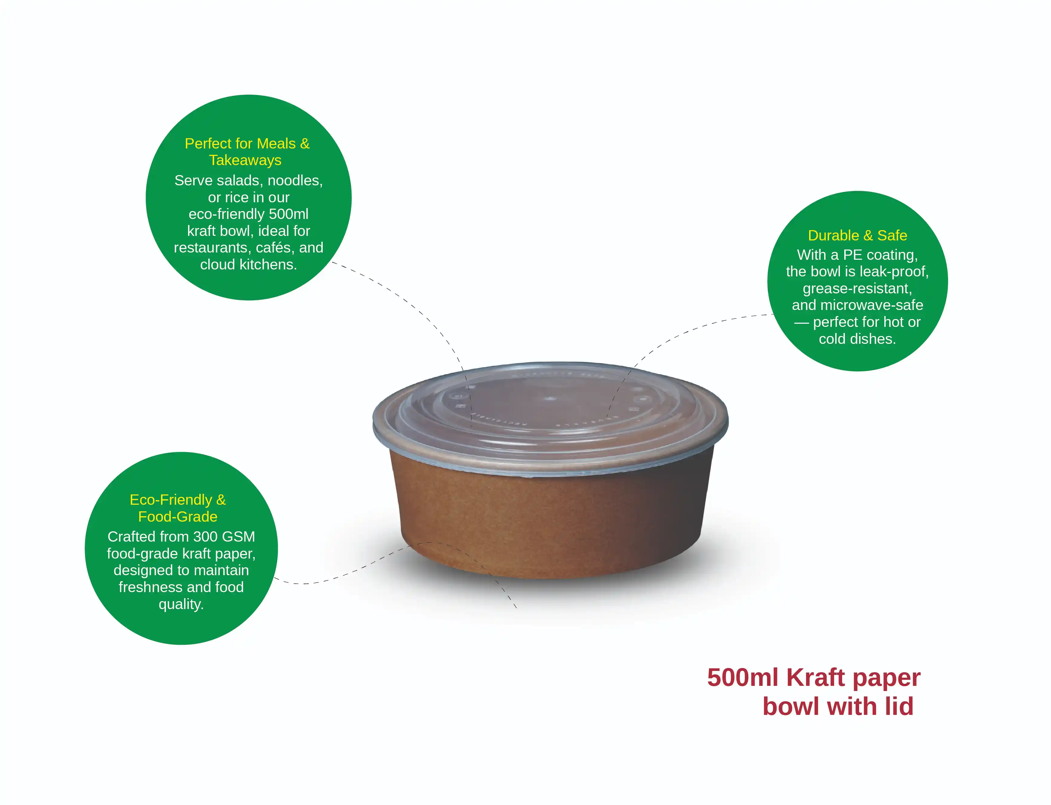 500ml kraft Paper bowl with lid - Pack of 500 pieces - image 9