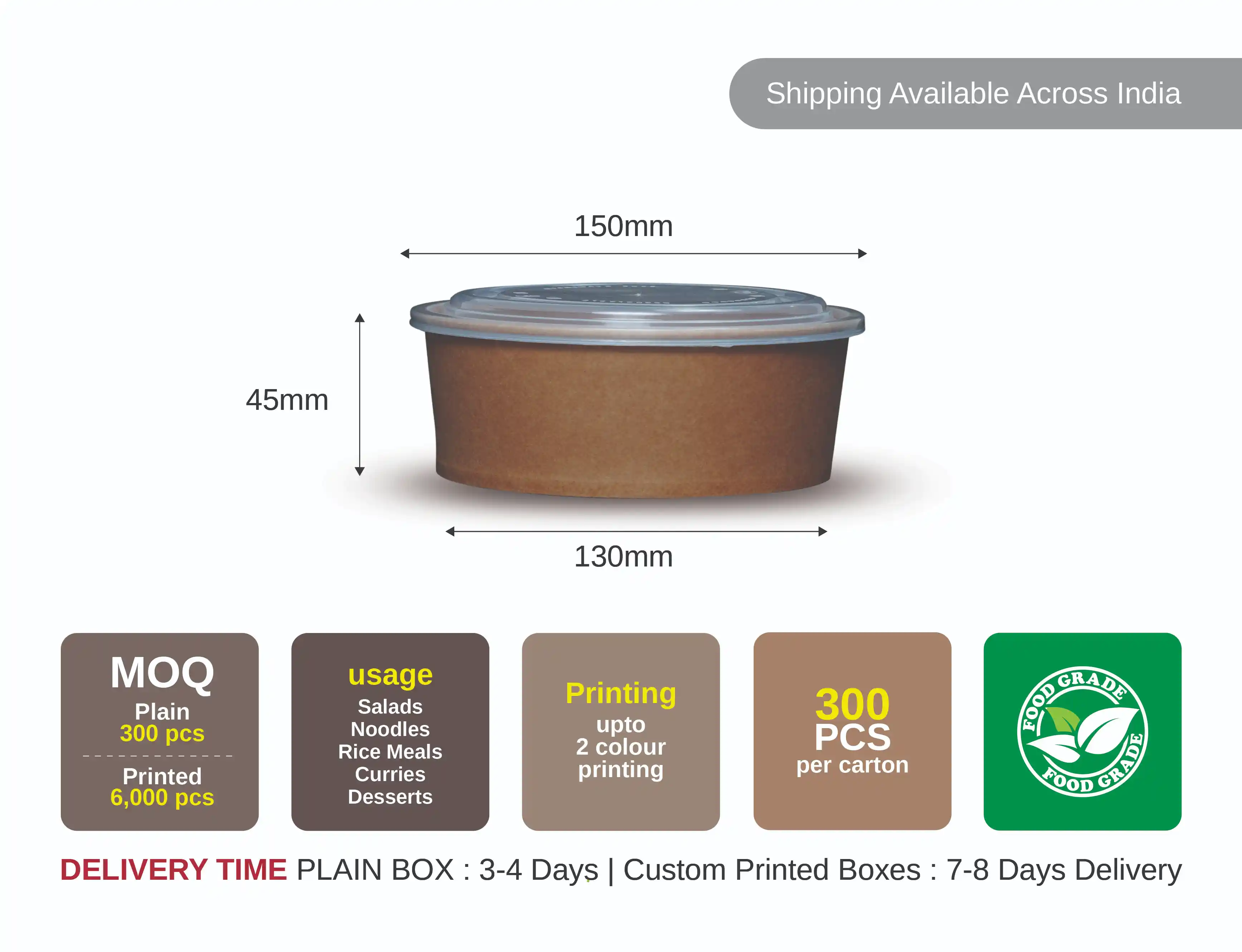 500ml kraft Paper bowl with lid - Pack of 500 pieces - image 10