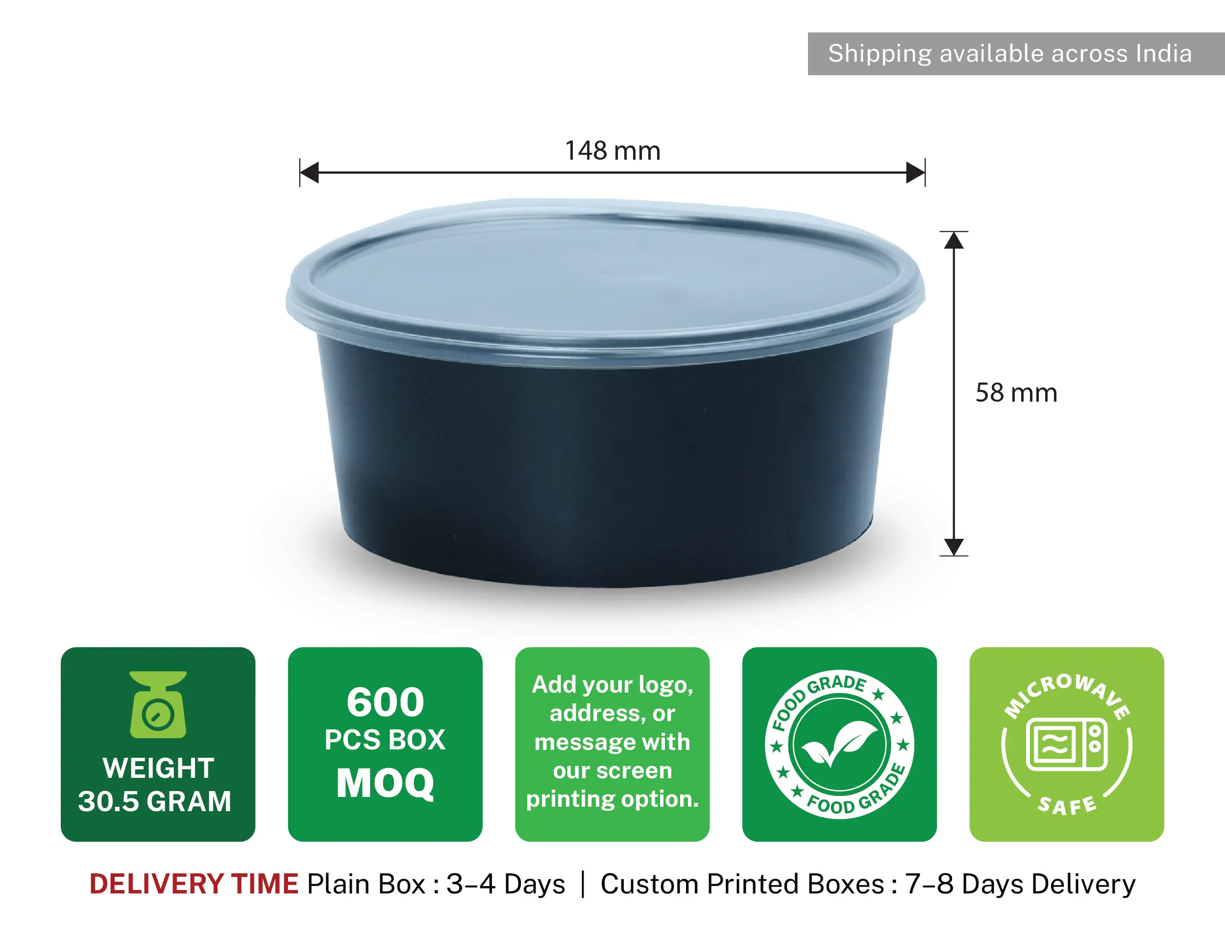 1000ml Round Plastic Food Container - Pack of 1000 Pieces - image 9