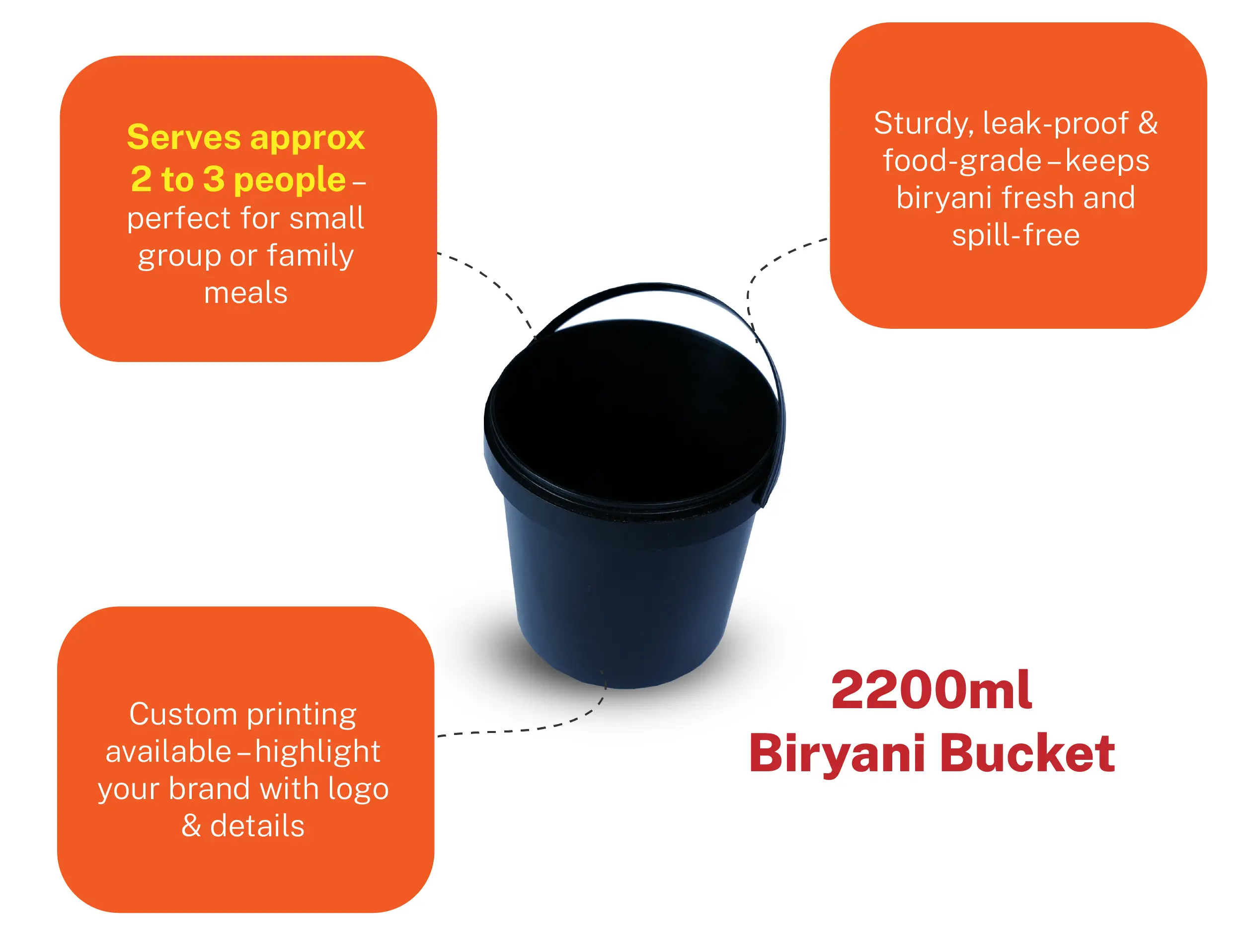 2 Litre Biriyani Bucket 2200ml - Pack of 200 Pieces - image 2