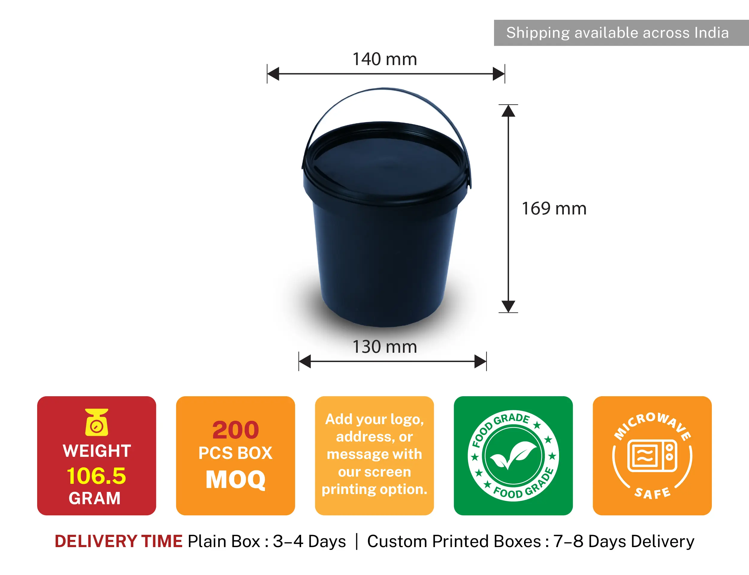 2 Litre Biriyani Bucket 2200ml - Pack of 200 Pieces - image 3