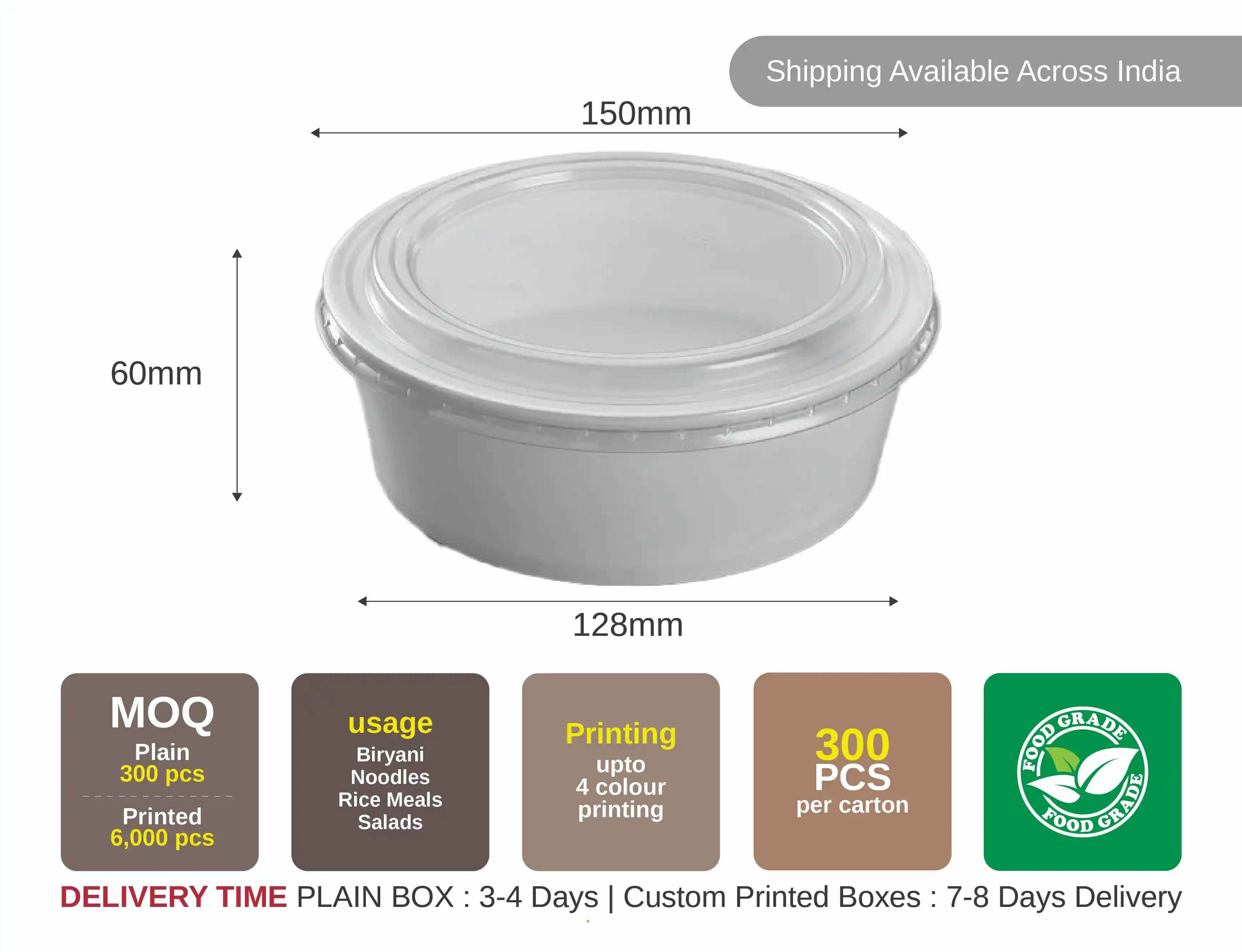 750ml White Paper Bowl with Lid - Pack of 300 Pieces - image 6