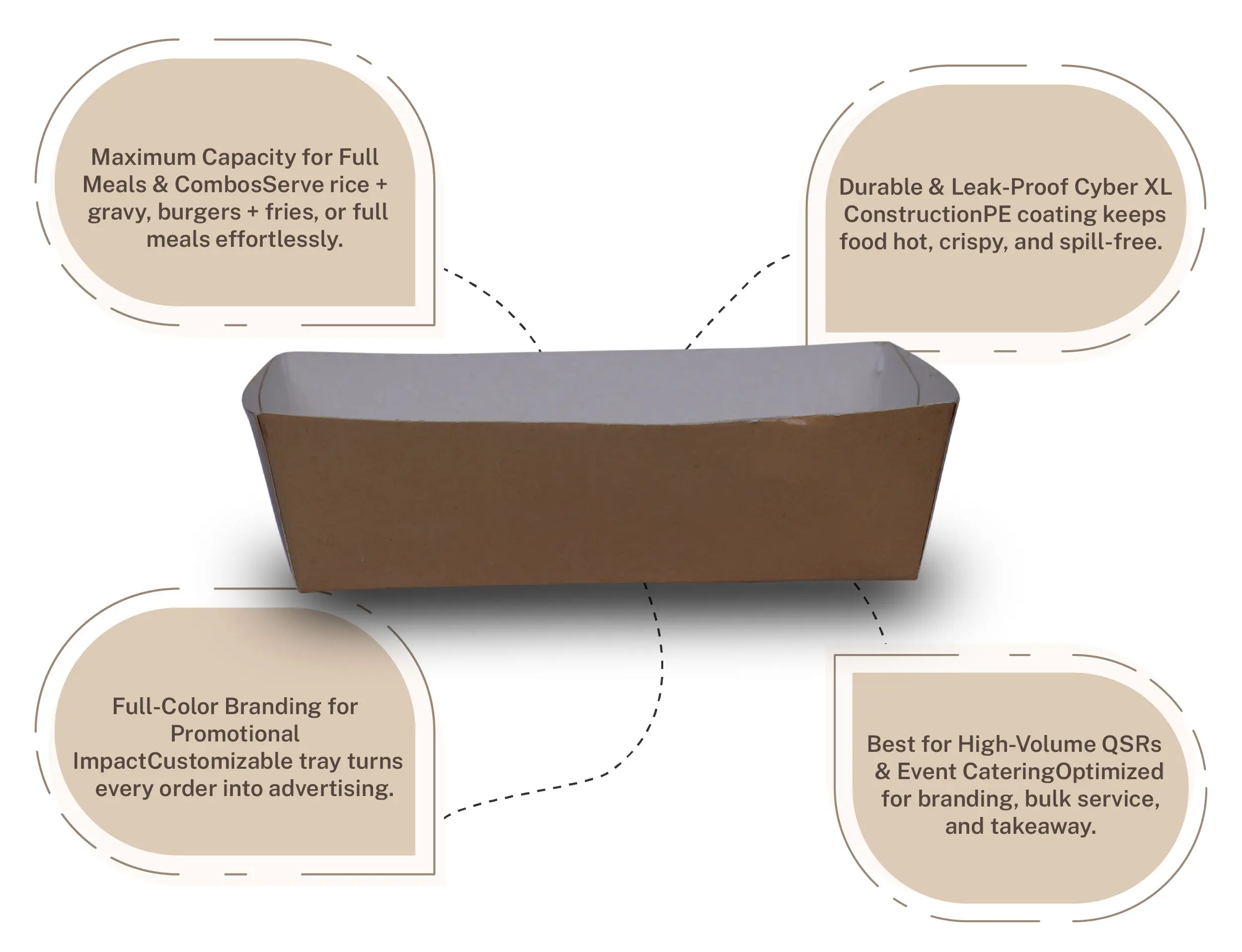 1250ml paper Boat Tray - White - image 3