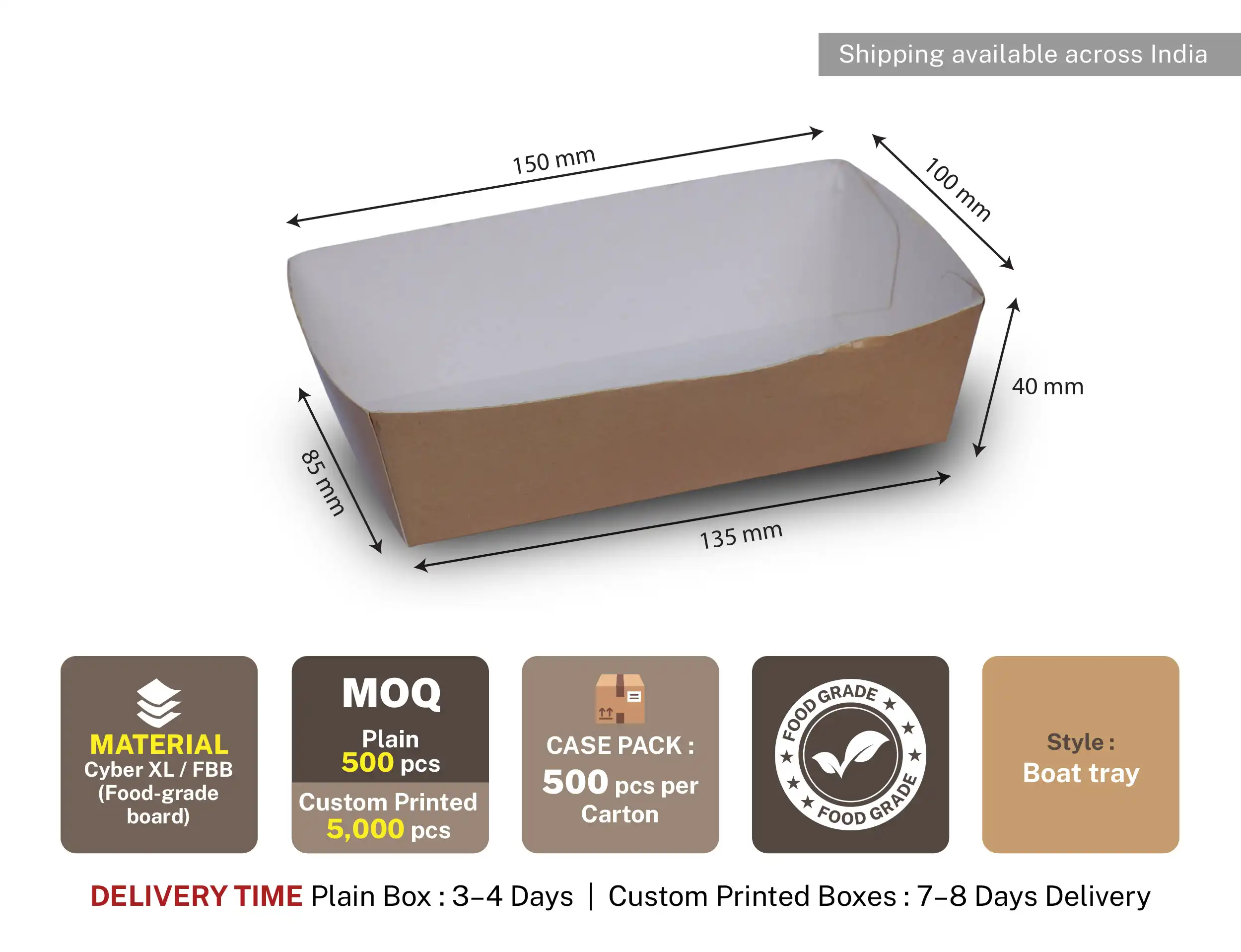 500ml Paper Boat Tray - Kraft - image 4