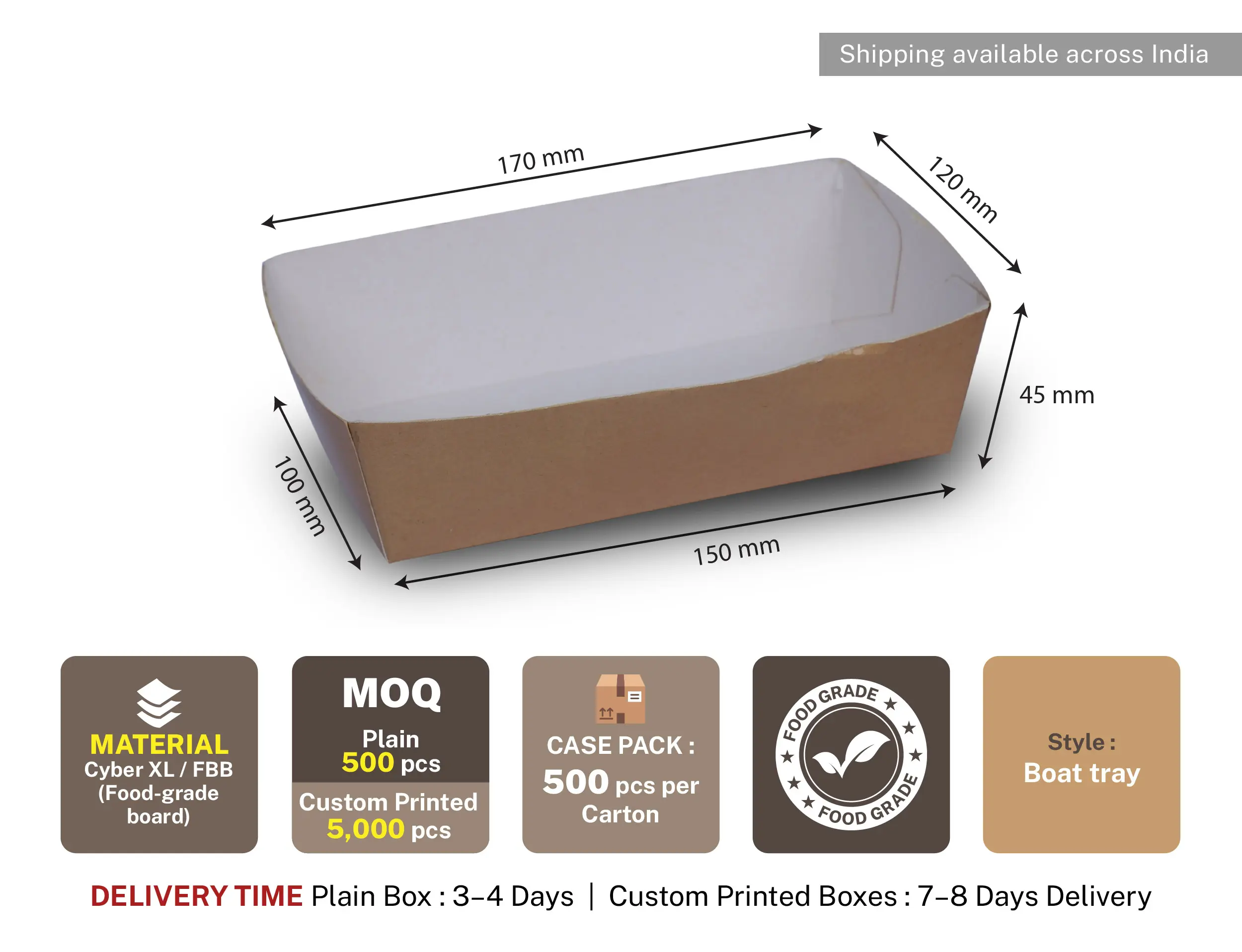 750ml Paper Boat Tray - Kraft - image 4