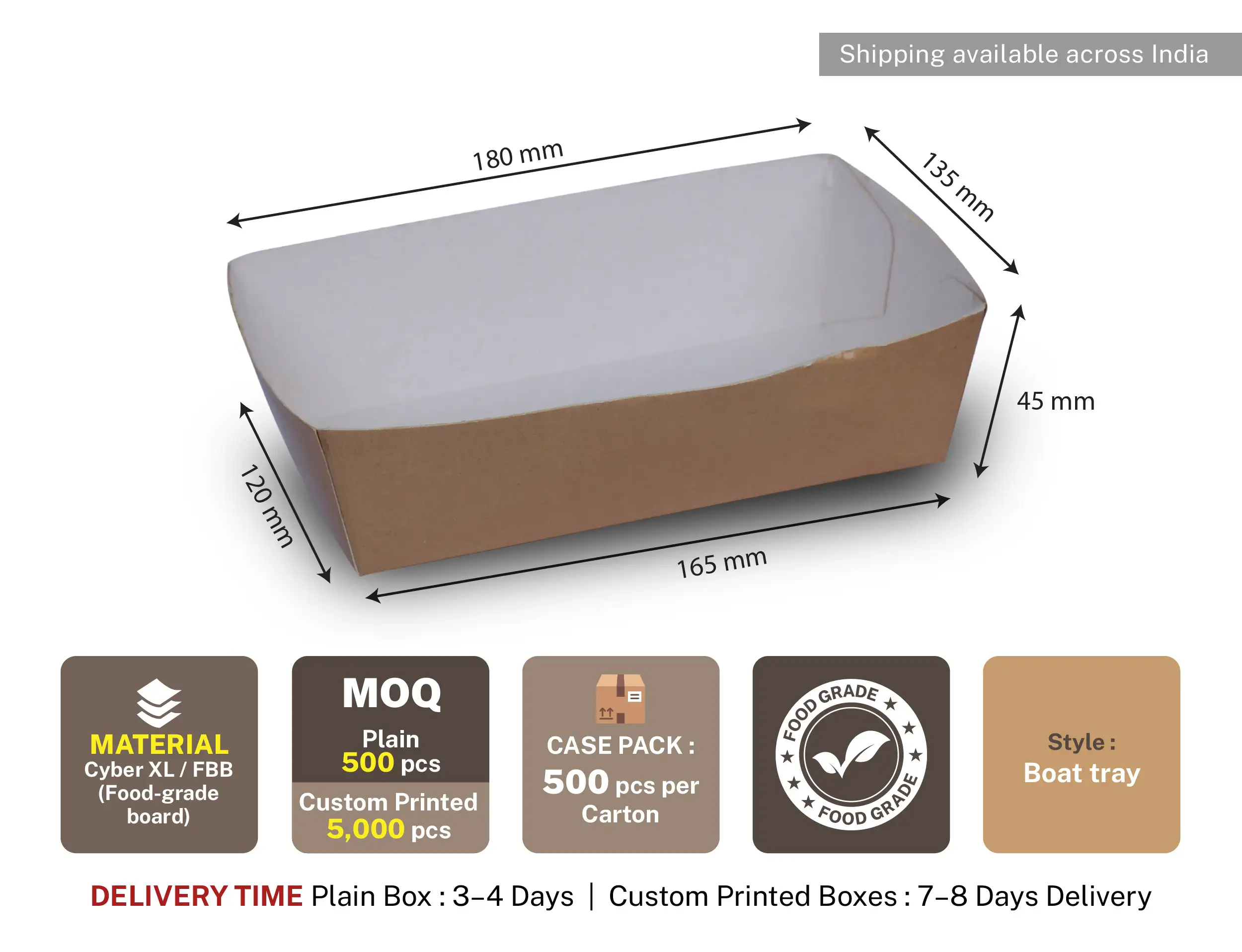 1000ml Paper Boat Tray - Kraft - image 4
