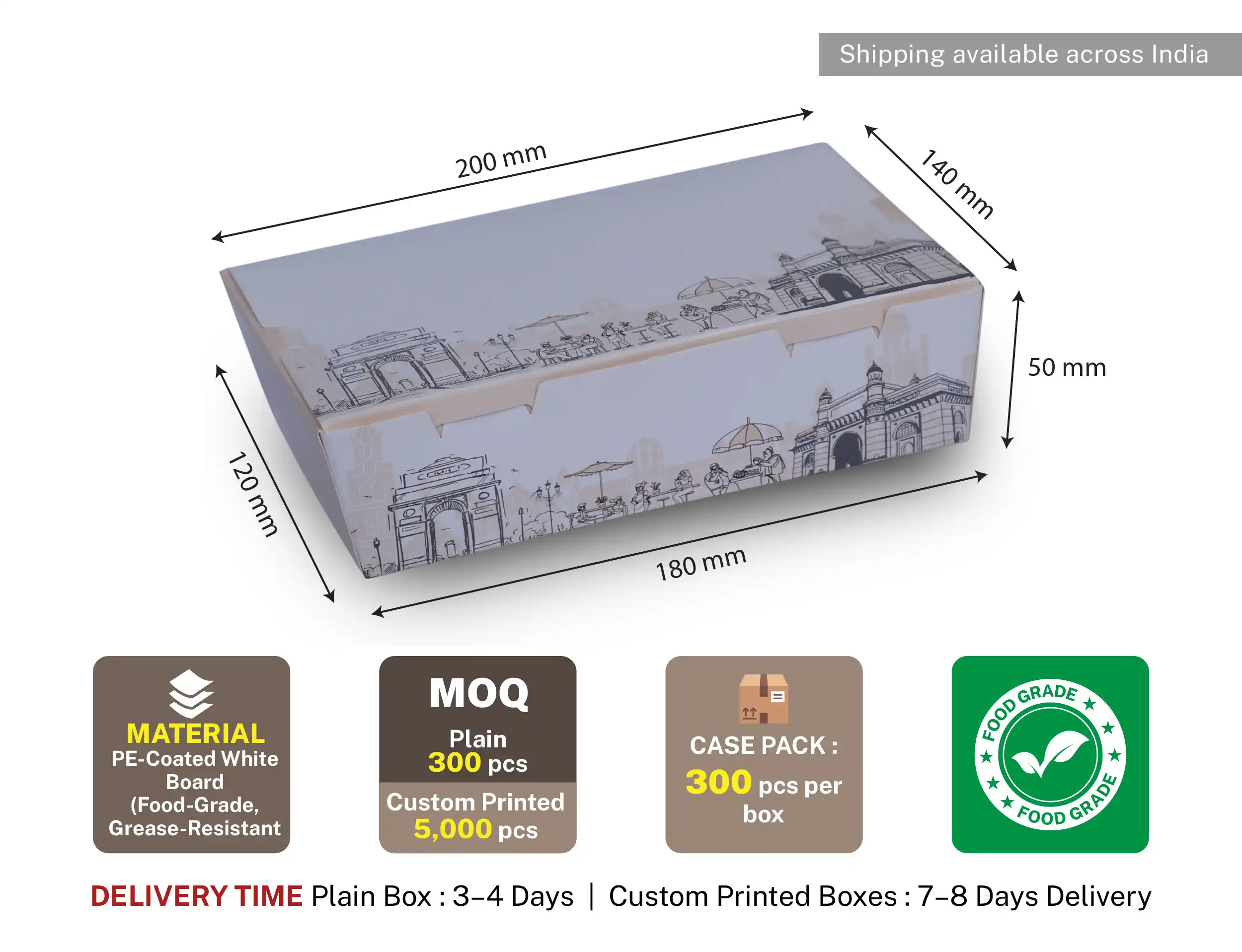1250ml White Pape Meal Box - Pack of 400 Pieces - image 4