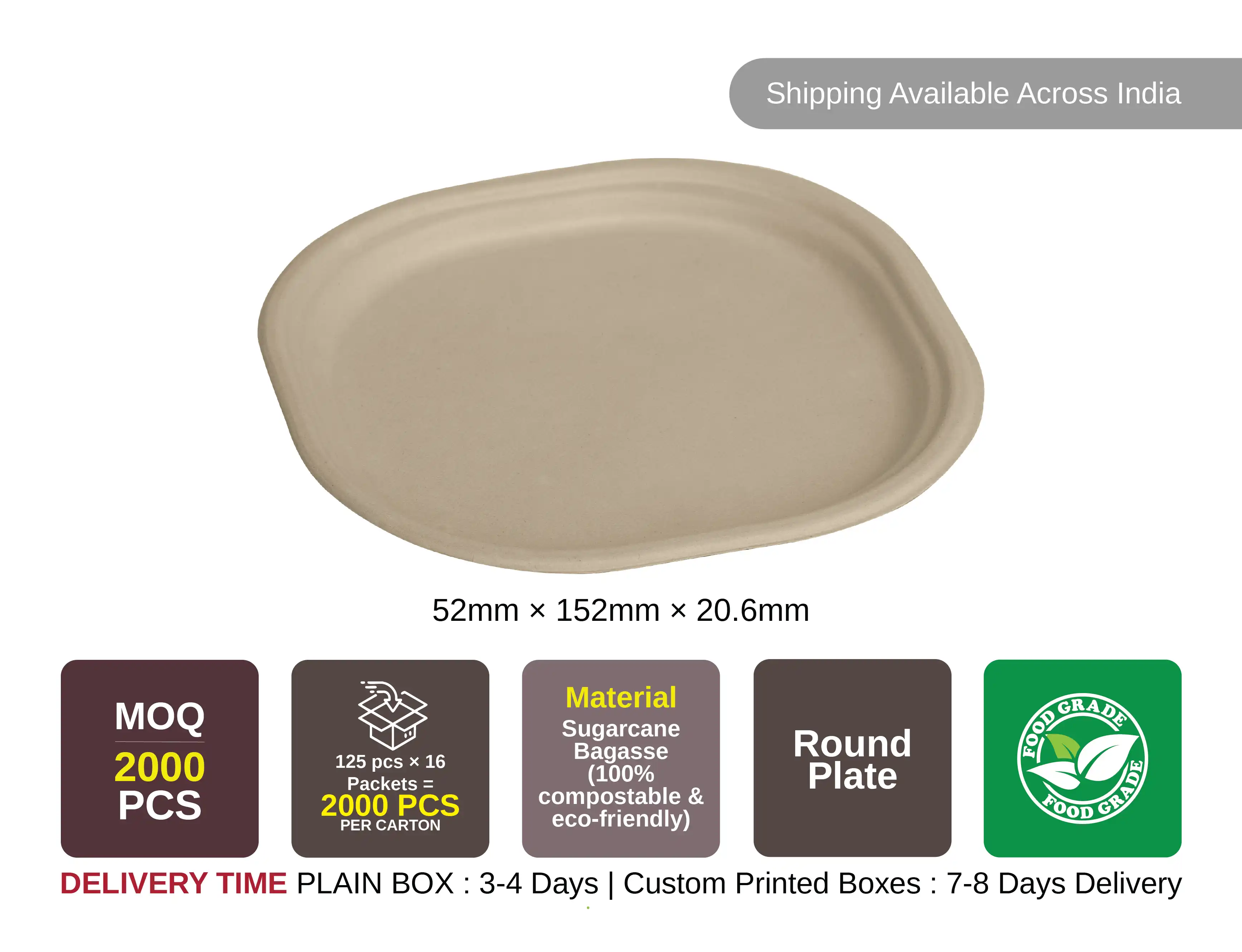 7 Inch Round Biodegradable Sugercane Plates Pack of (2000) - image 3