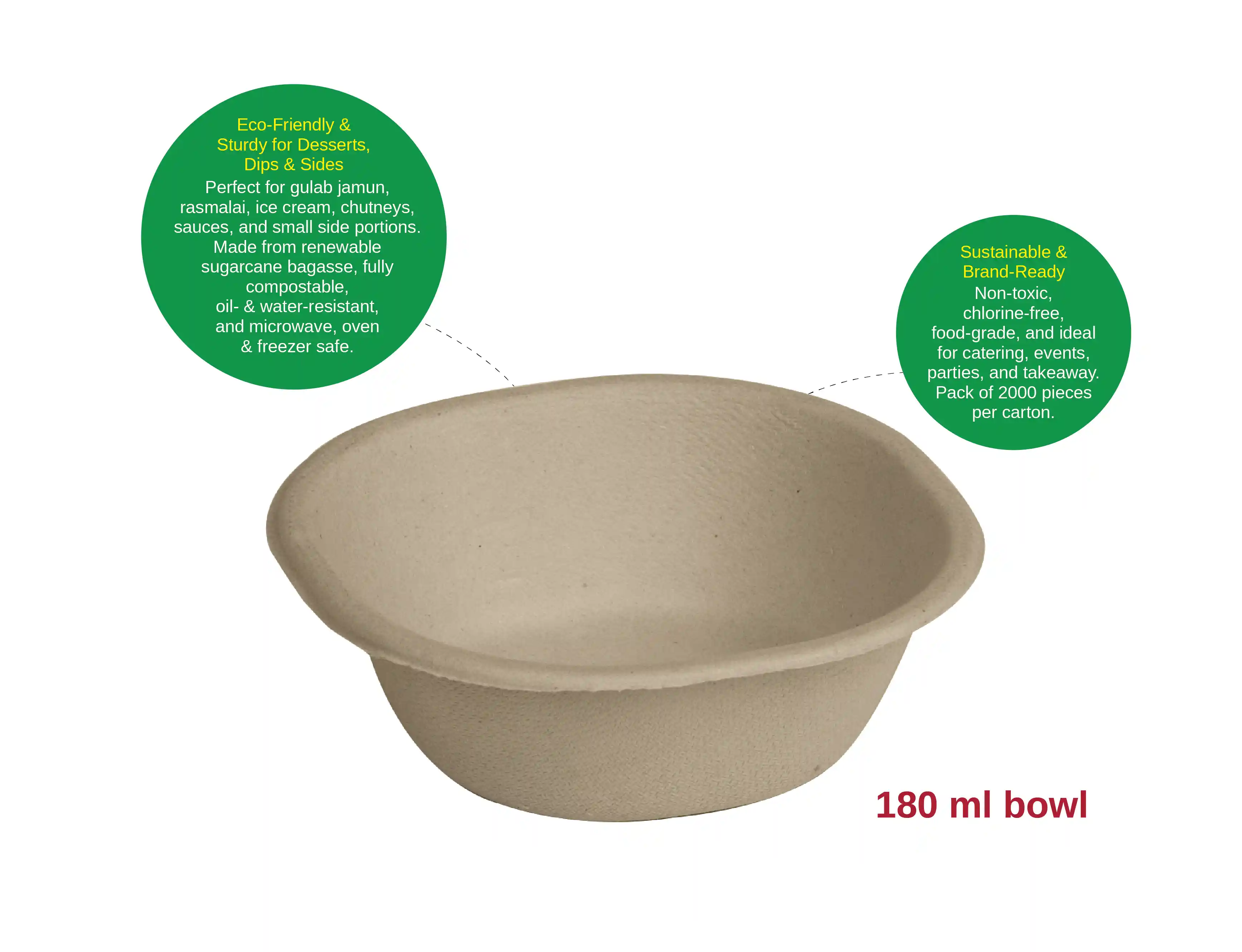 180 ml Disposable Sugarcane Bowl – (Pack of 2700 pcs) - image 2