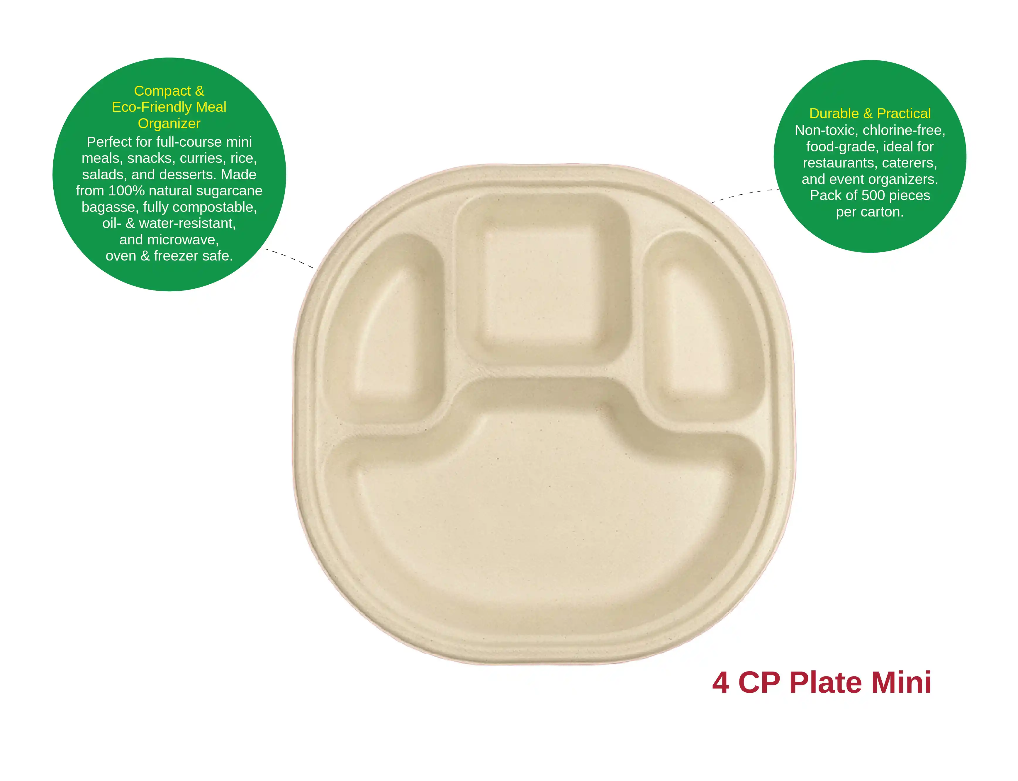4 Compartment Disposable Meal Plate Mini –  (Pack of 500 pcs) - image 2