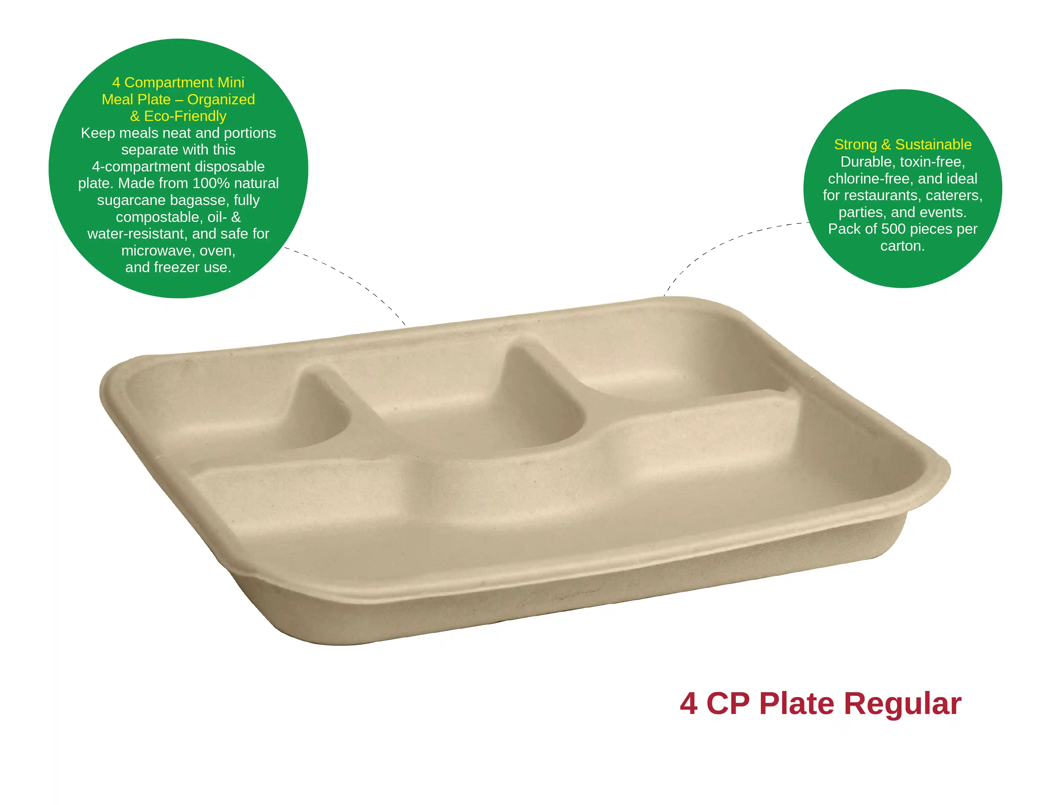 4 Compartment Disposable Meal Plate Regular –  (Pack of 700 pcs) - image 2