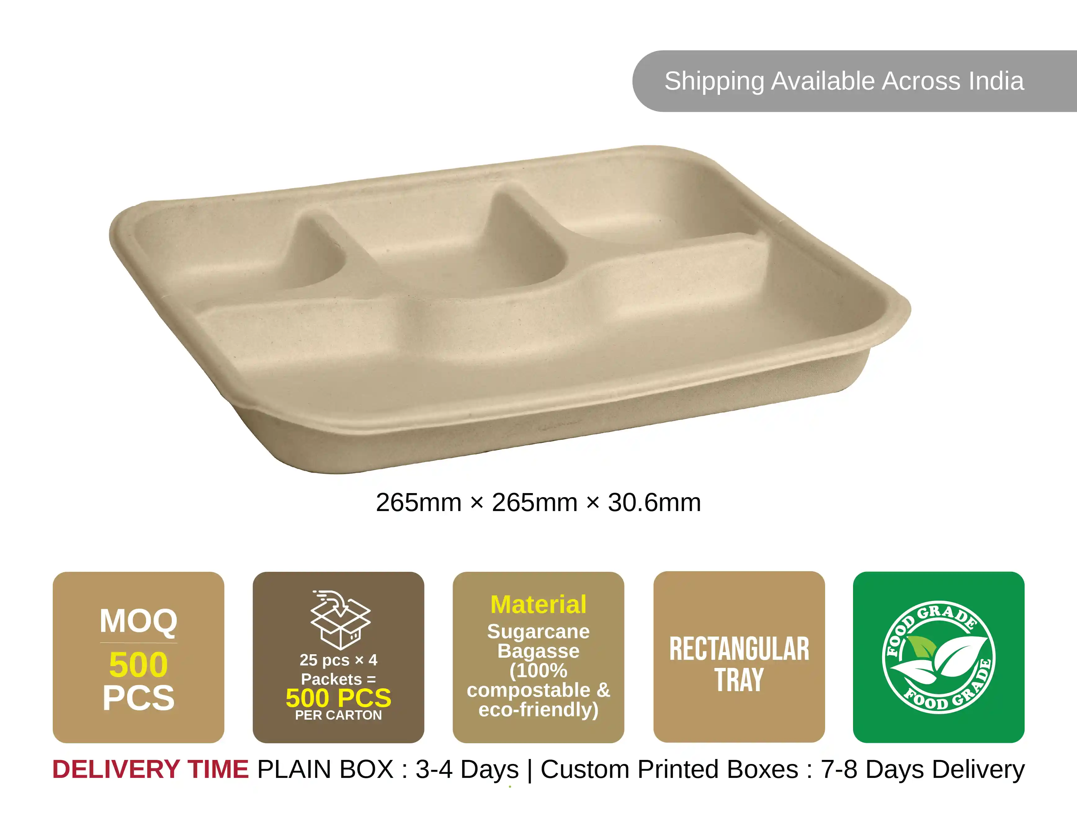 4 Compartment Disposable Meal Plate Regular –  (Pack of 700 pcs) - image 3