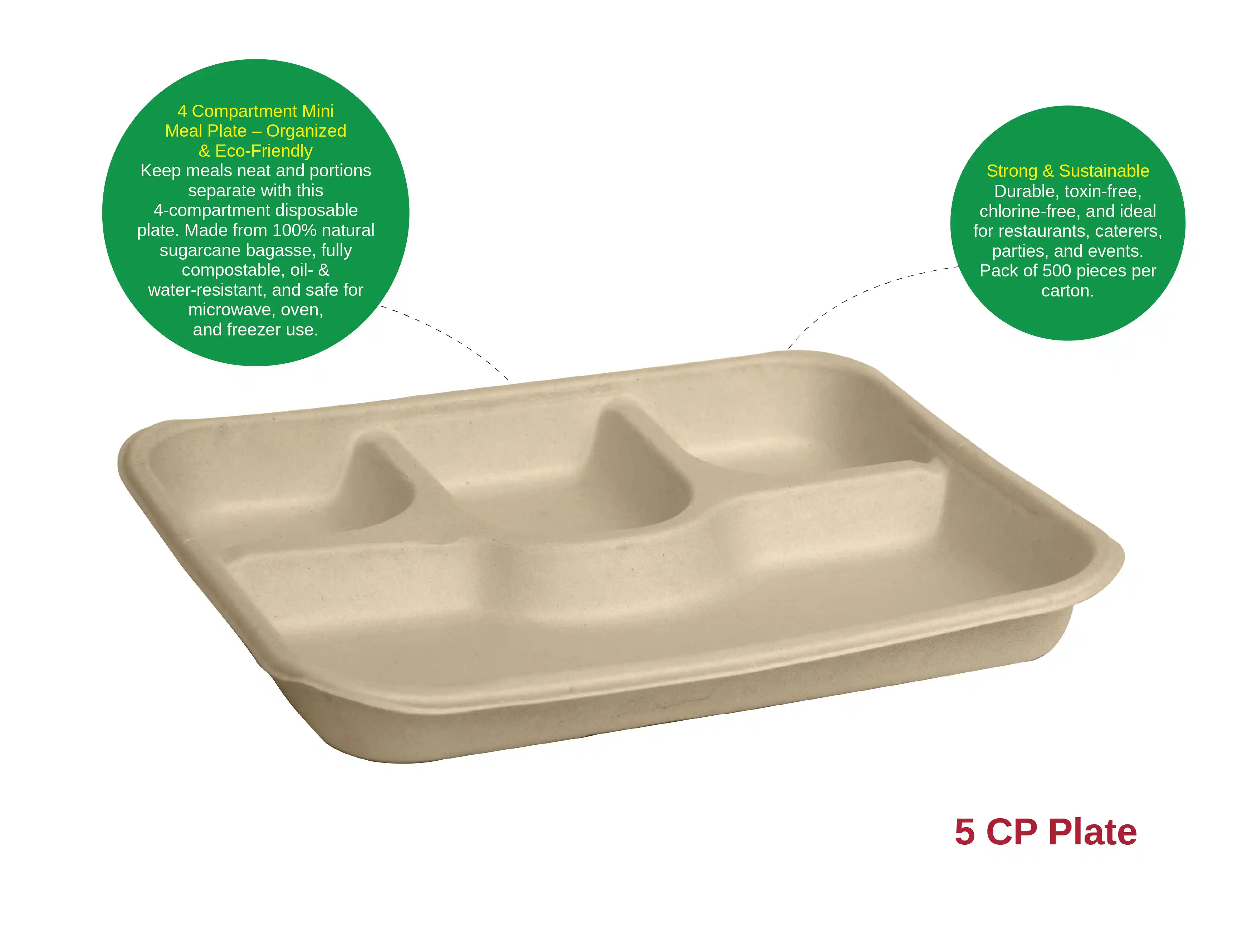 5 Compartment Disposable Meal Plate –  (Pack of 500 pcs) - image 2