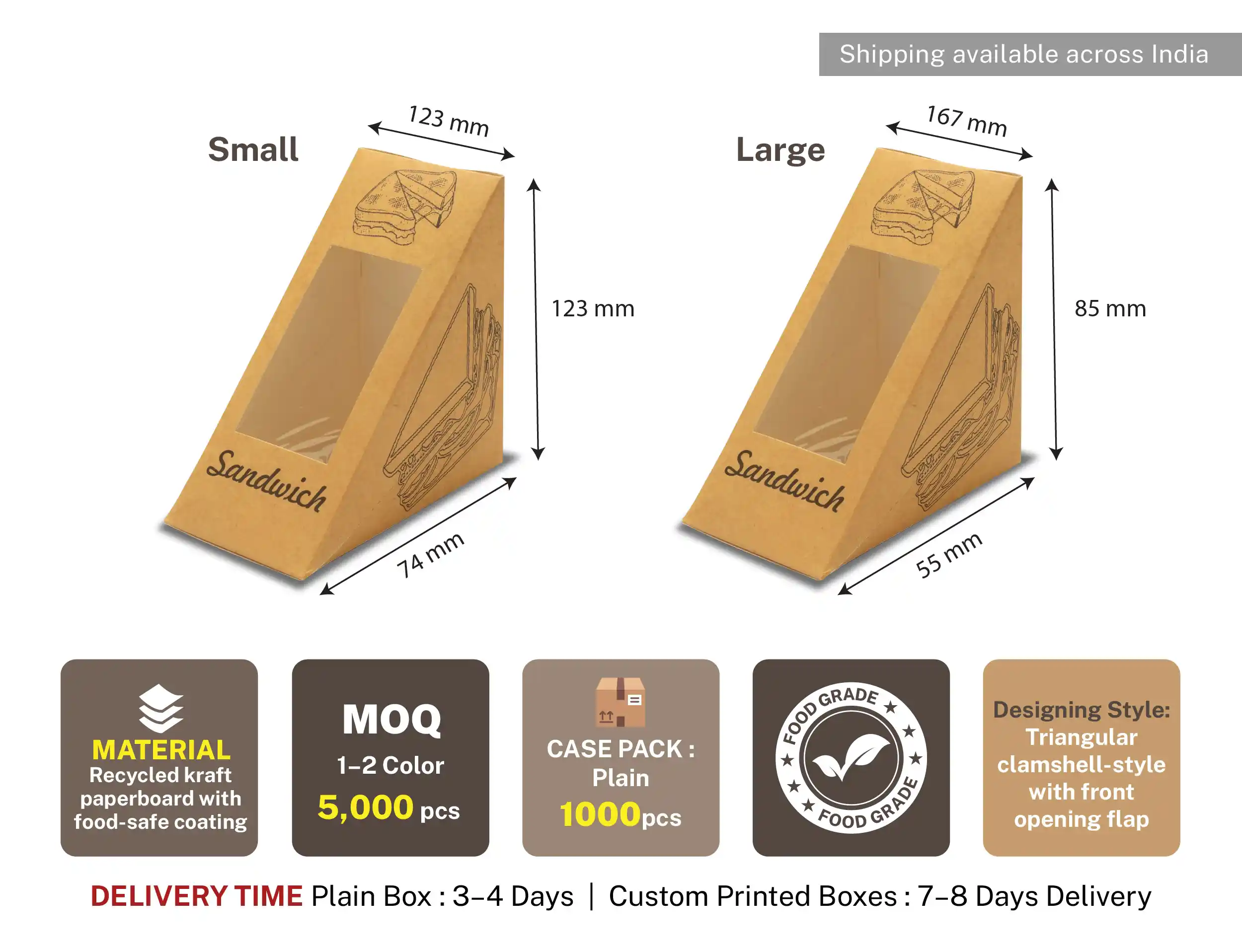 Traingle Sandwich Box small - (pack of 400 pcs) - image 3