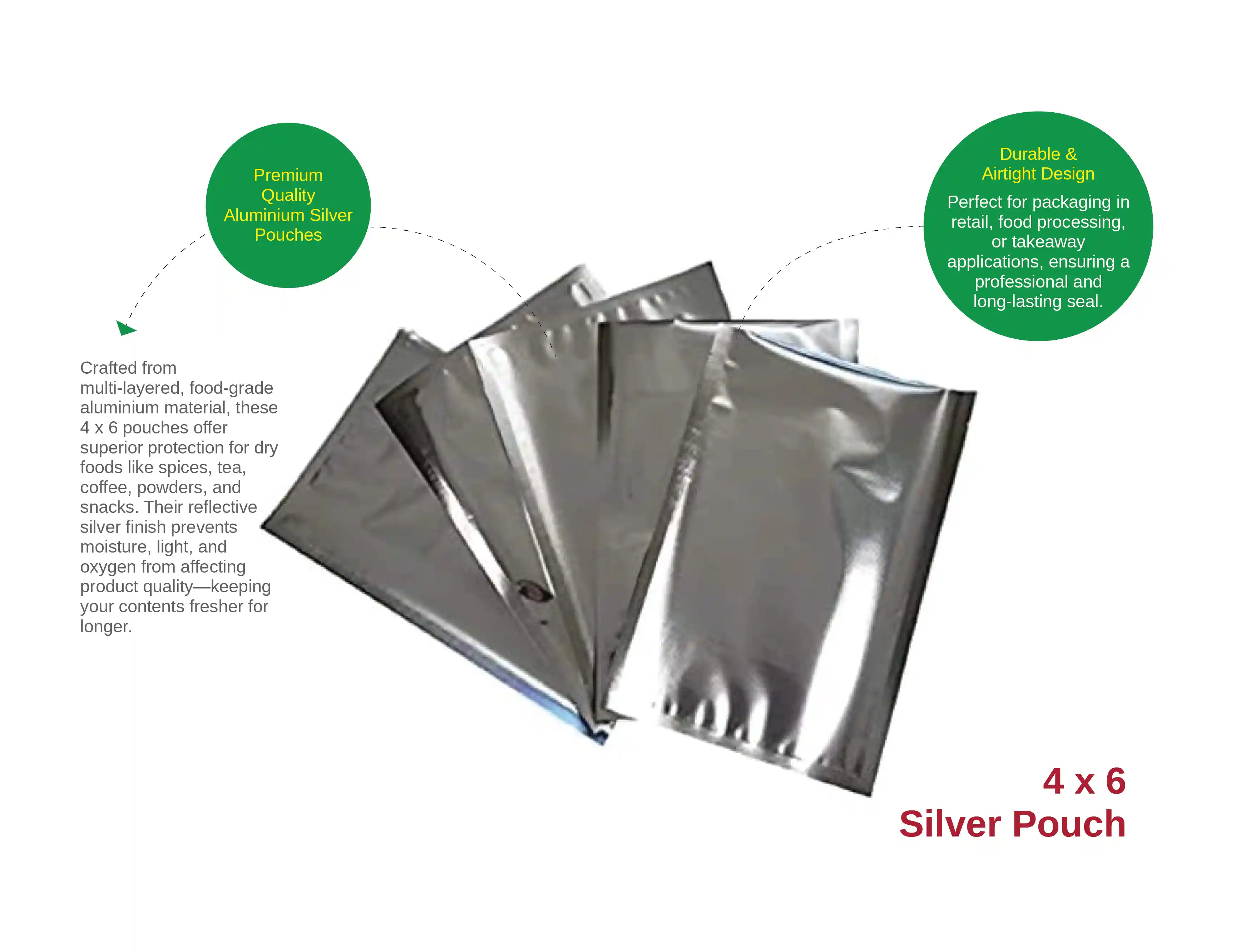 4×6 Aluminium Silver Packaging Pouch–(pack of 30 kg) - image 2