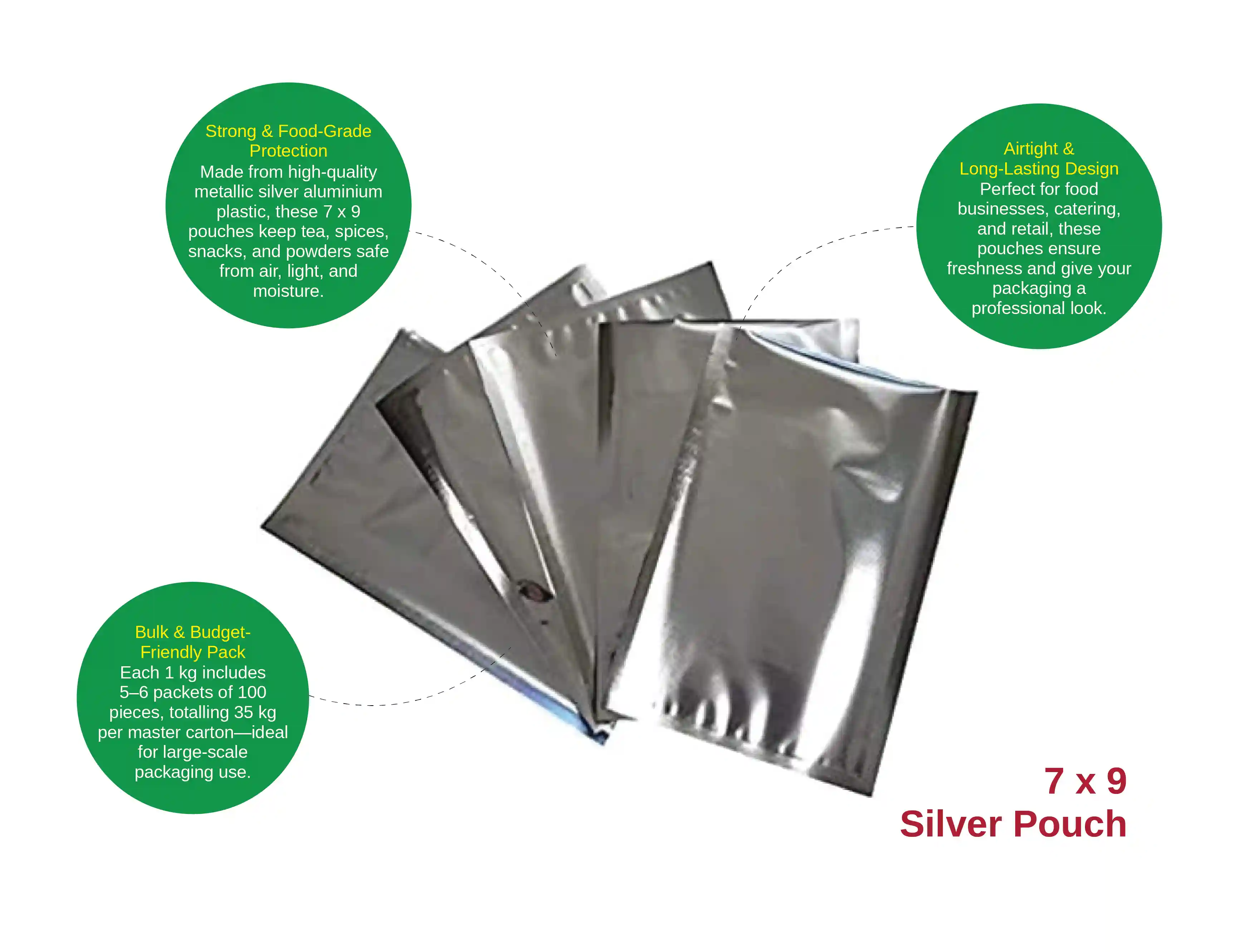 7 x 9 Aluminium Silver Packaging Pouch -( pack of 30 kg ) - image 2