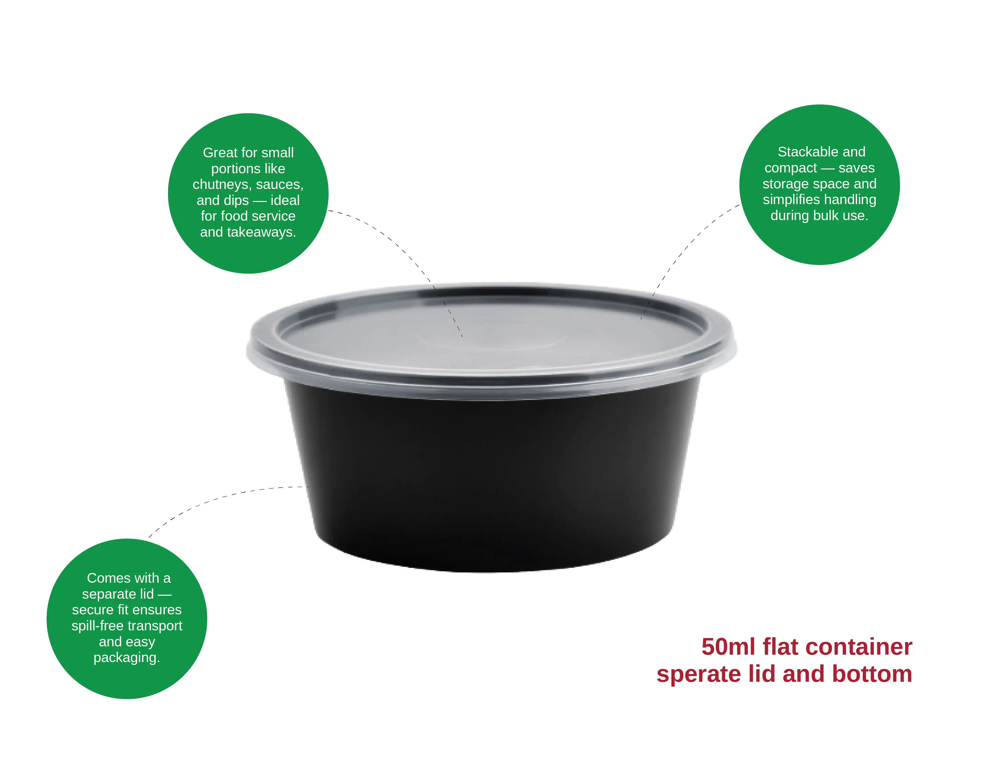 50ml Round Plastic Food Container With Lid for Sauces - image 2