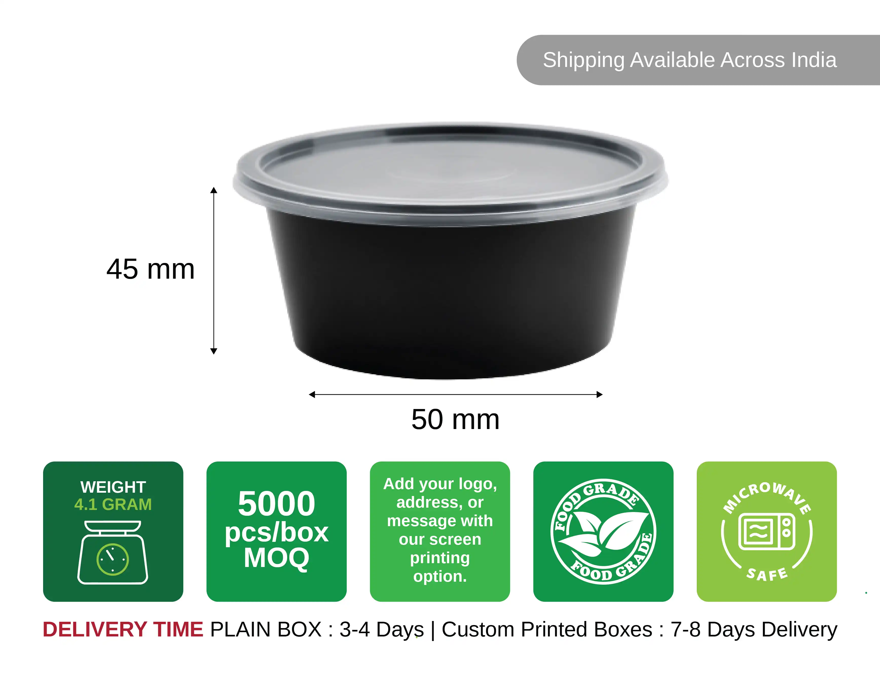 50ml Round Plastic Food Container With Lid for Sauces - image 3