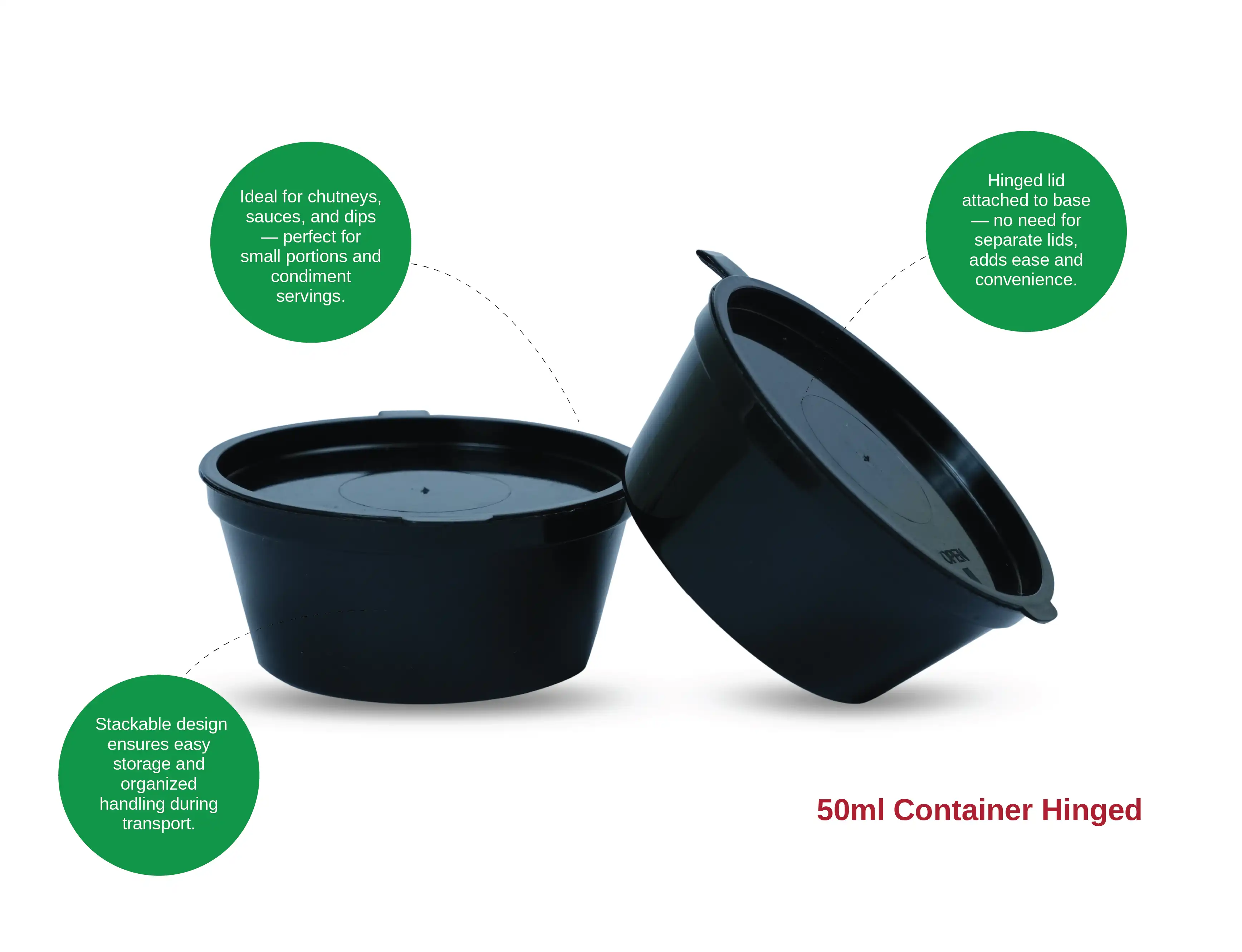 50ml Round Hinged Dip Container - image 2
