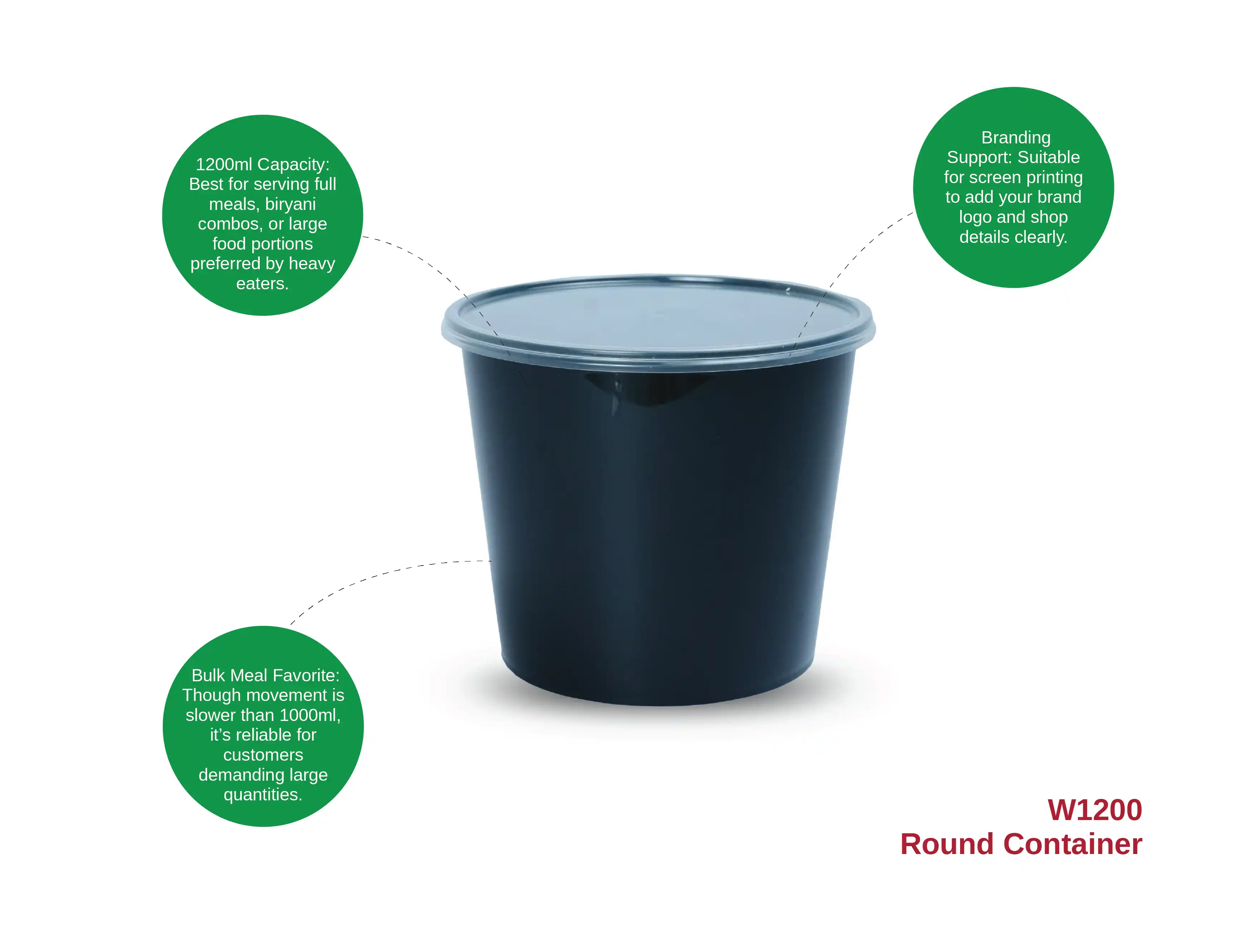 1200ml Round plastic food container - pack of 600 pices - image 2