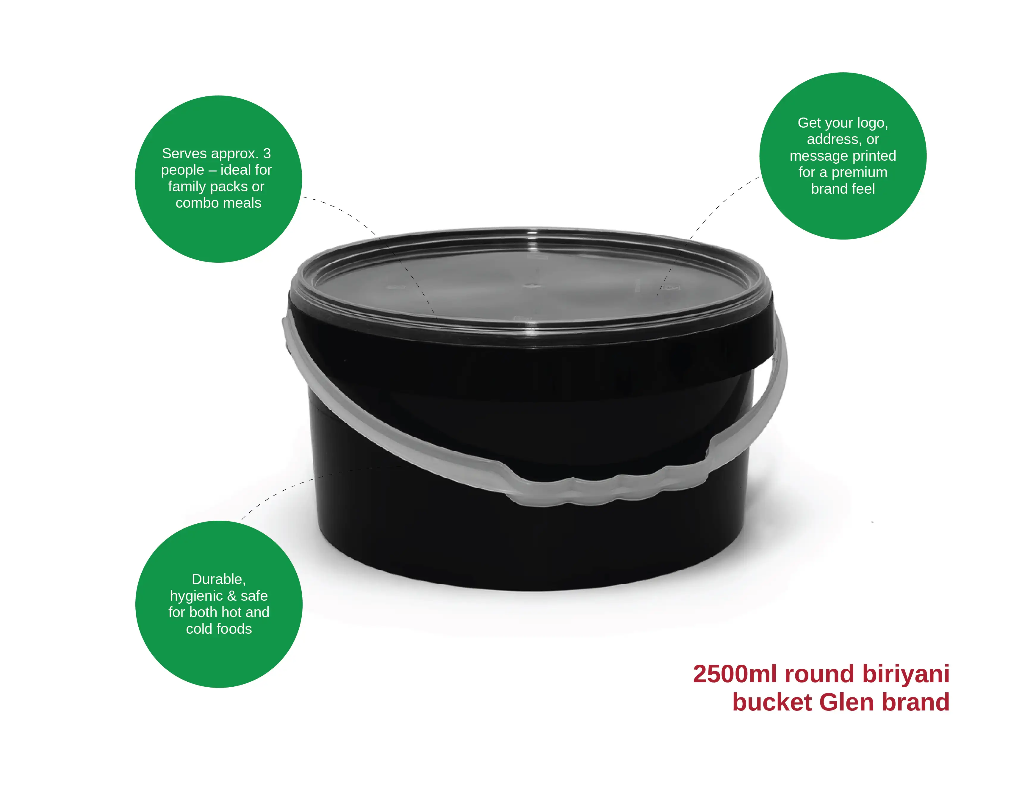 2500ml Round Biriyani bucket - pack of 80 pieces - image 2