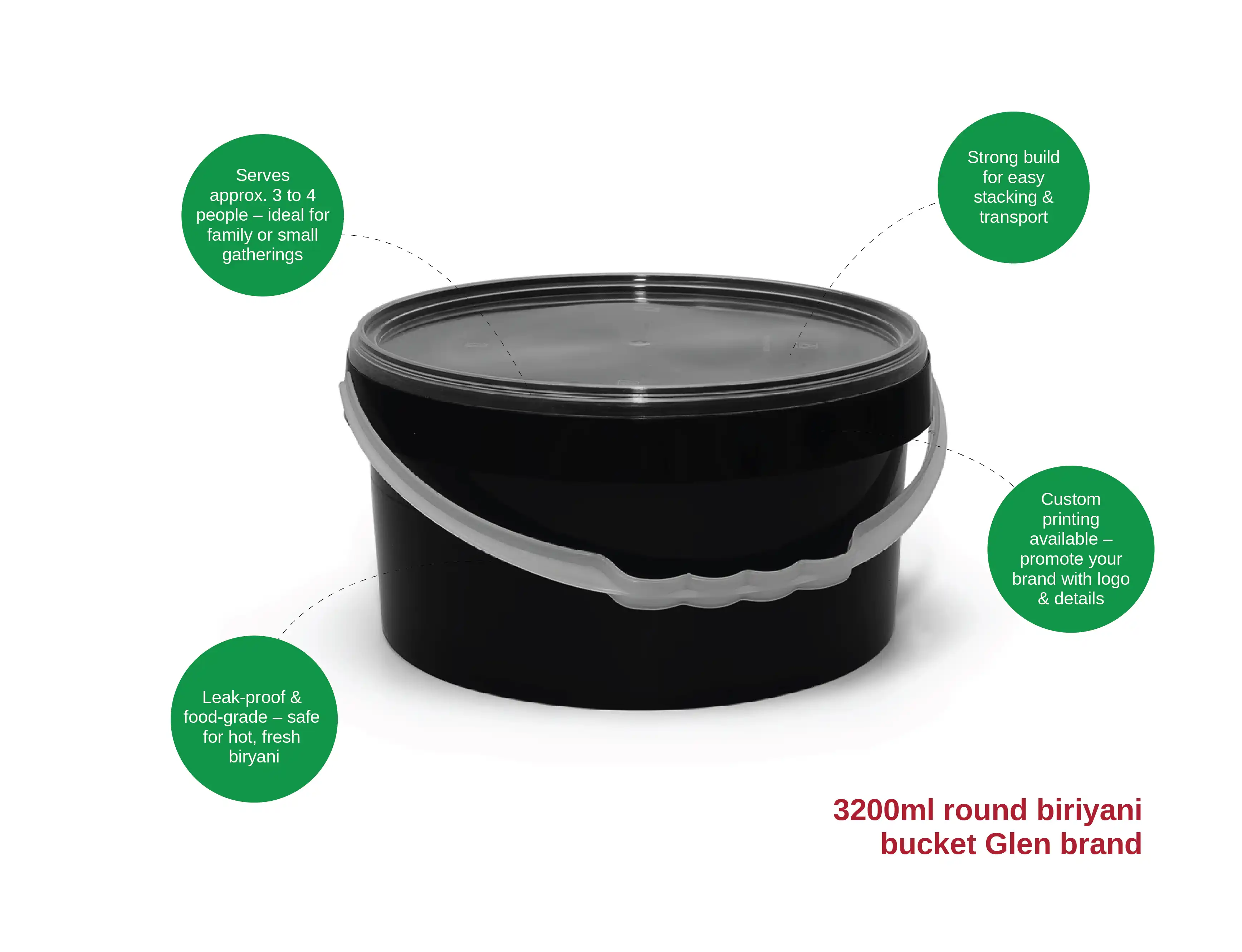 3200ml Round Biriyani Bucket - pack of 80 pieces - image 2