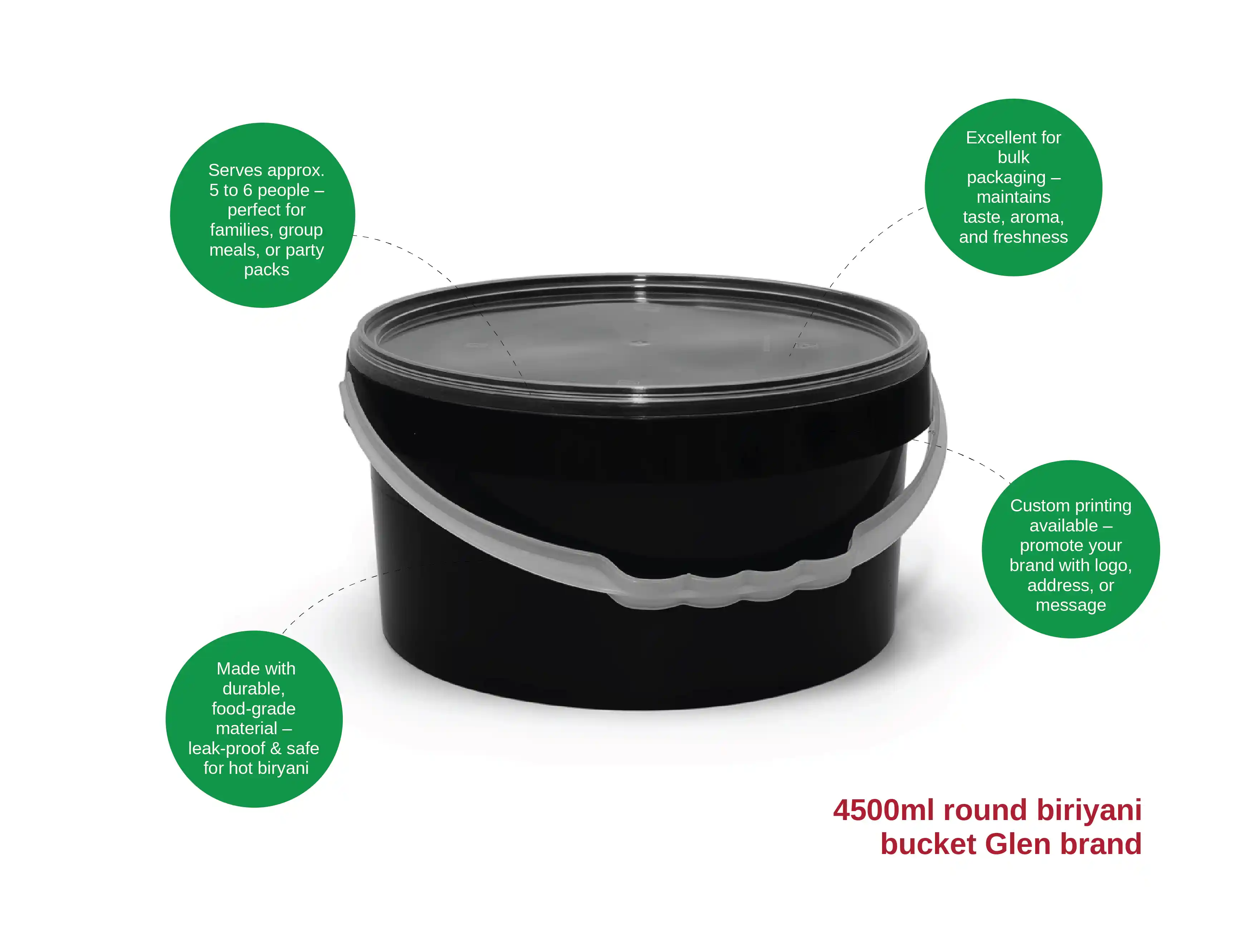 4500ml Round Biriyani Bucket - pack of 80 pieces - image 2