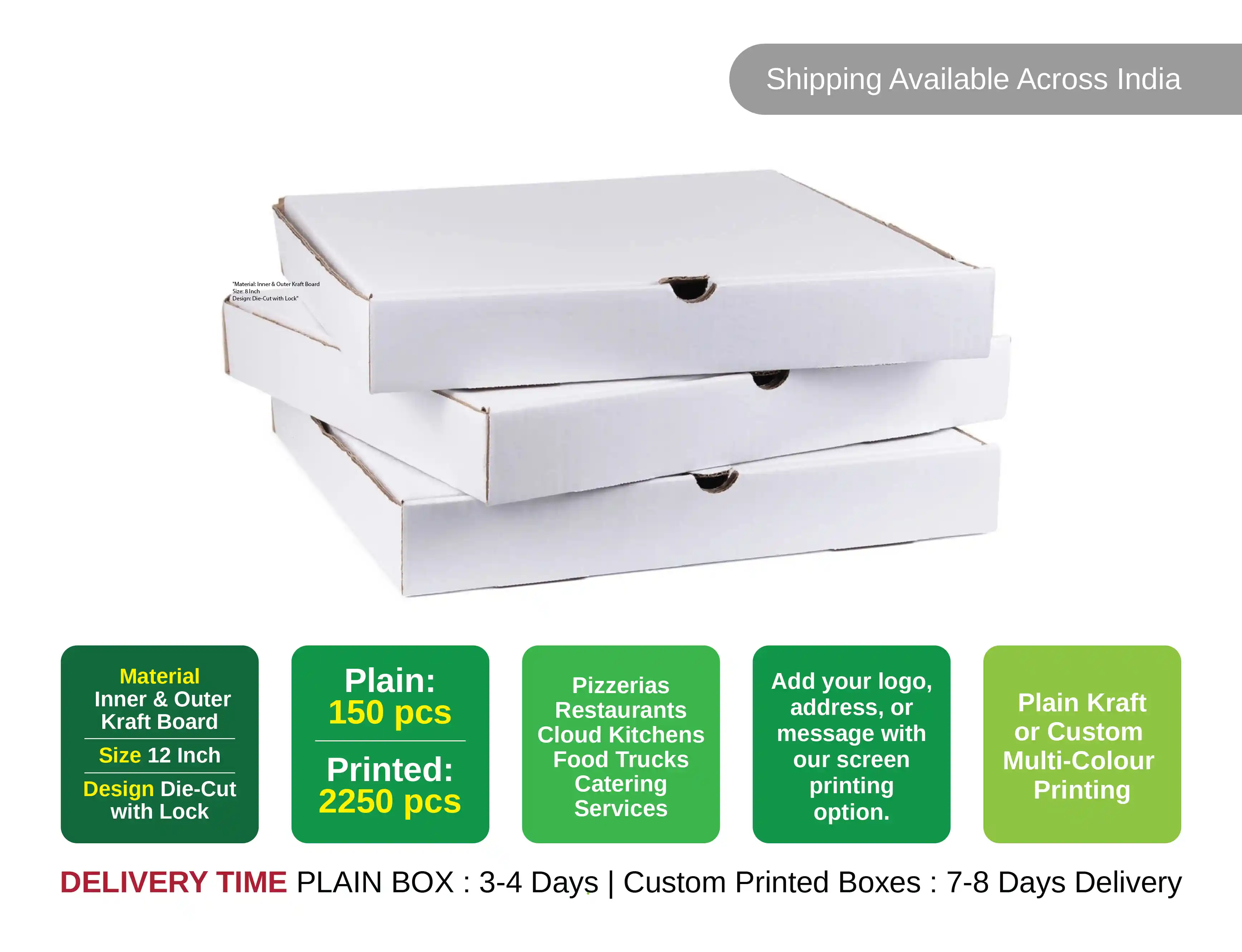 8 Inch Pizza Boxes - (pack of 250 Pieces) - image 3